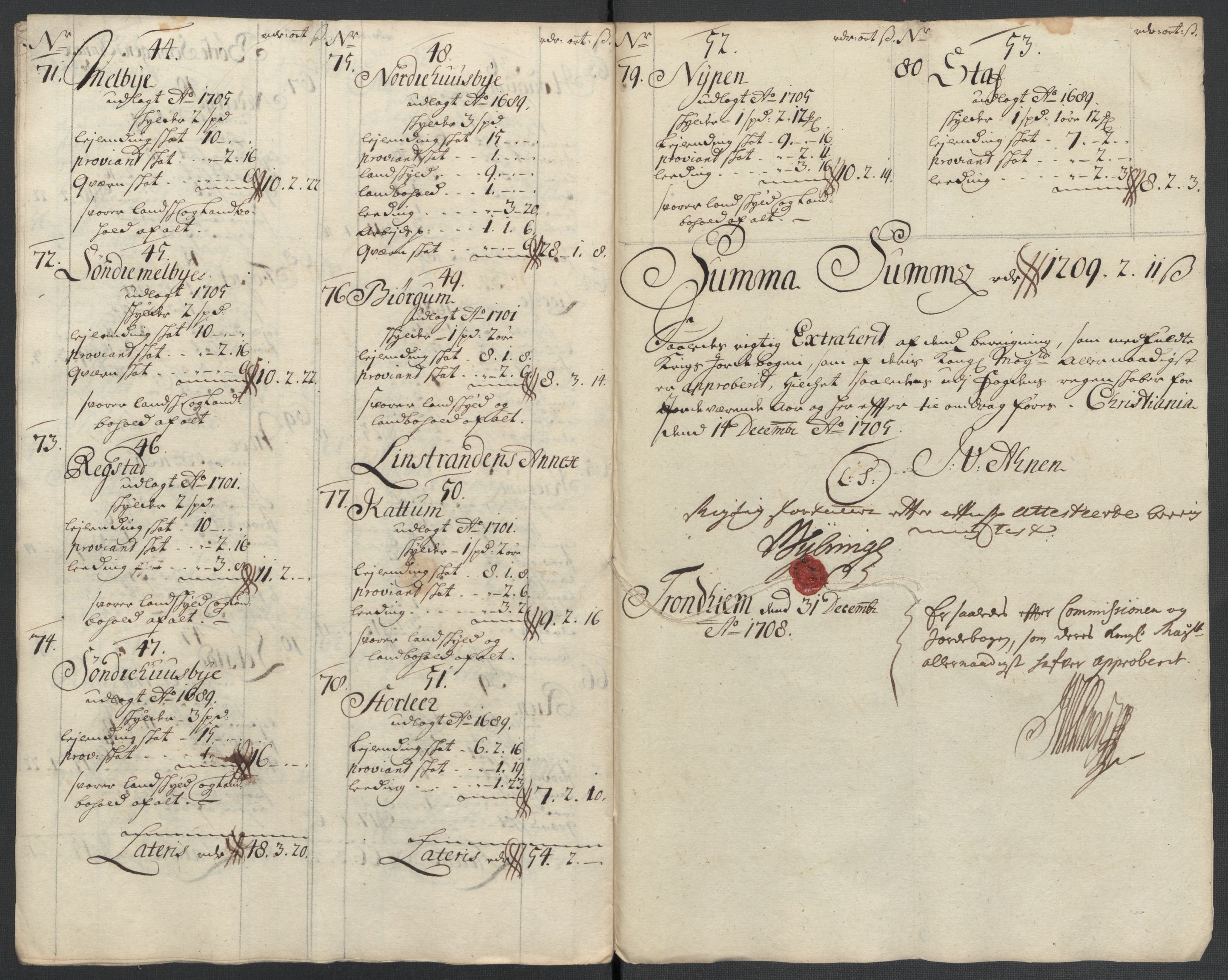 Rentekammeret inntil 1814, Reviderte regnskaper, Fogderegnskap, AV/RA-EA-4092/R61/L4110: Fogderegnskap Strinda og Selbu, 1707-1708, p. 445