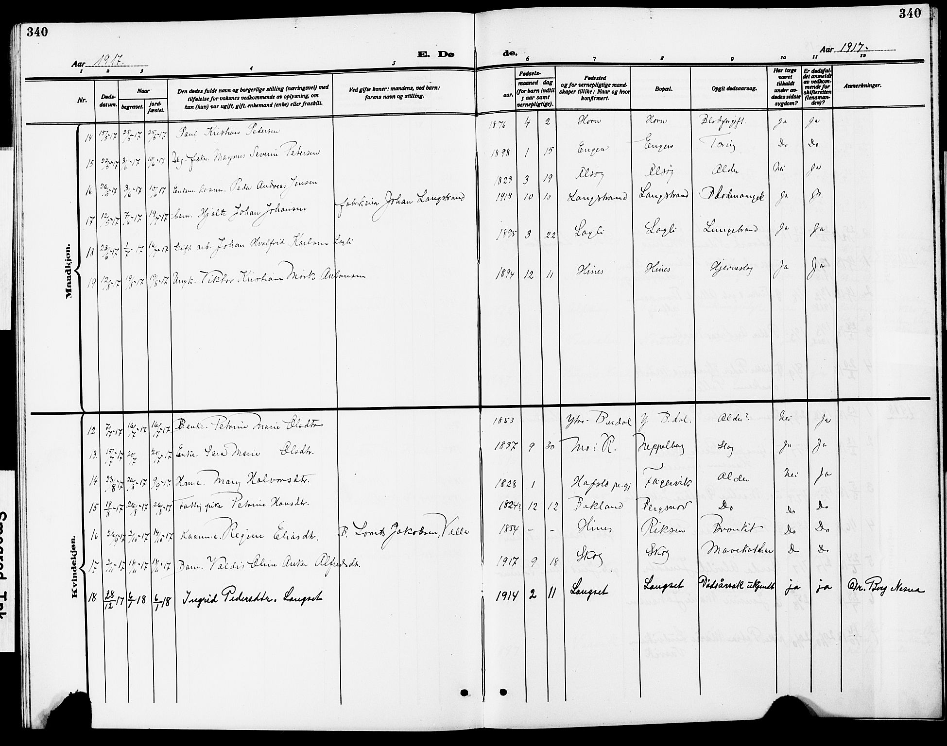 Ministerialprotokoller, klokkerbøker og fødselsregistre - Nordland, AV/SAT-A-1459/838/L0560: Parish register (copy) no. 838C07, 1910-1928, p. 340