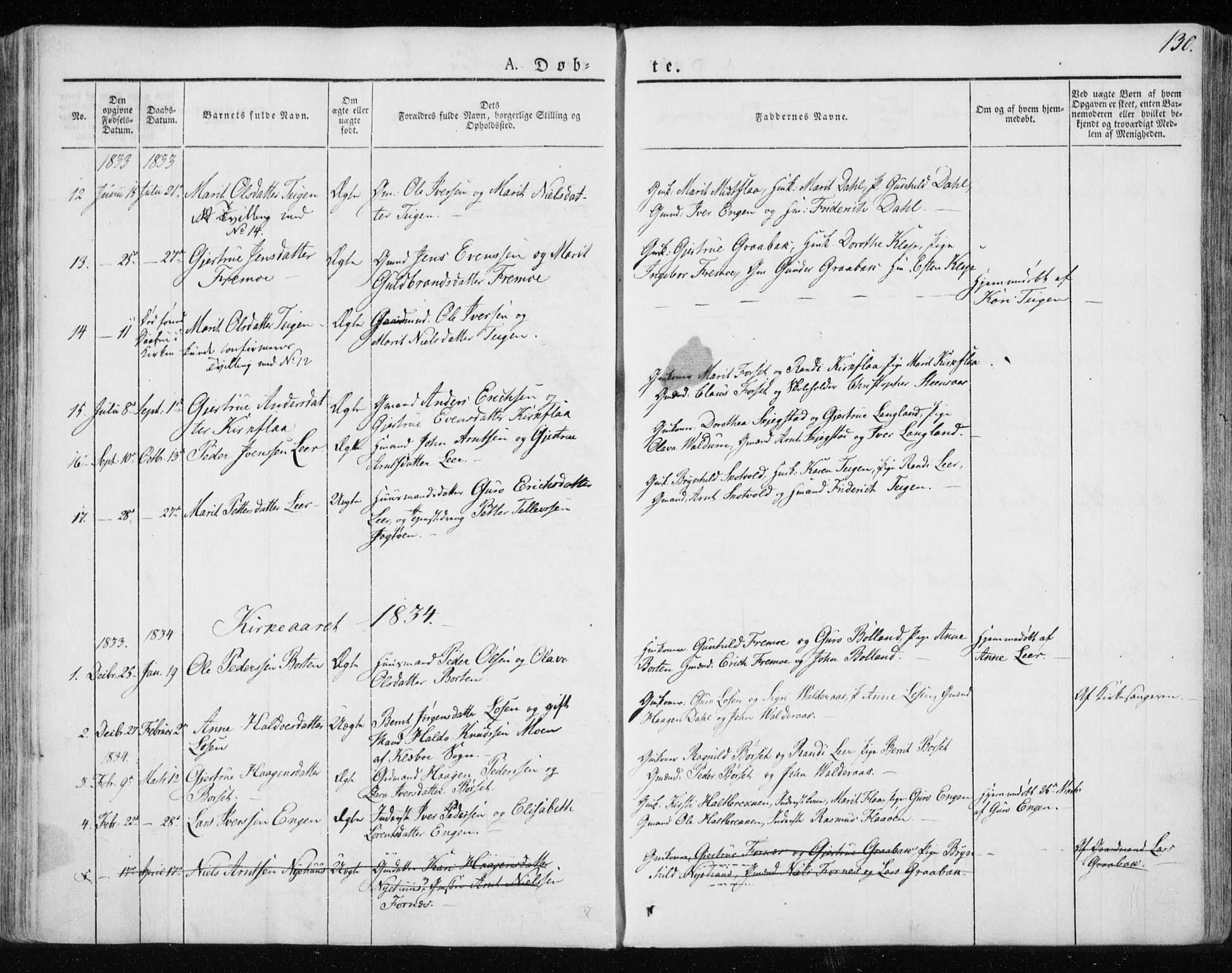 Ministerialprotokoller, klokkerbøker og fødselsregistre - Sør-Trøndelag, AV/SAT-A-1456/691/L1069: Parish register (official) no. 691A04, 1826-1841, p. 130