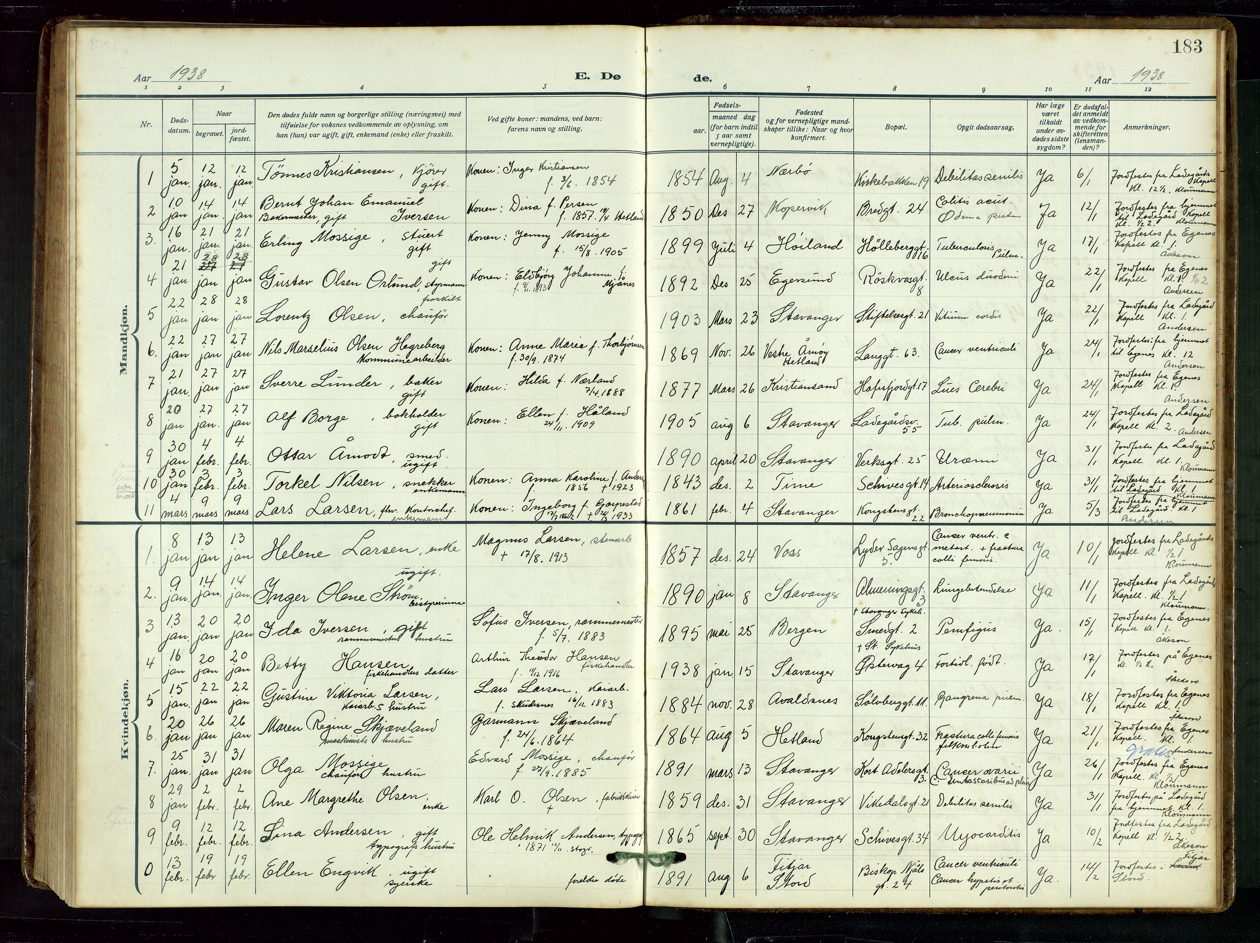 St. Petri sokneprestkontor, AV/SAST-A-101813/002/D/L0003: Parish register (official) no. A 28, 1919-1938, p. 183