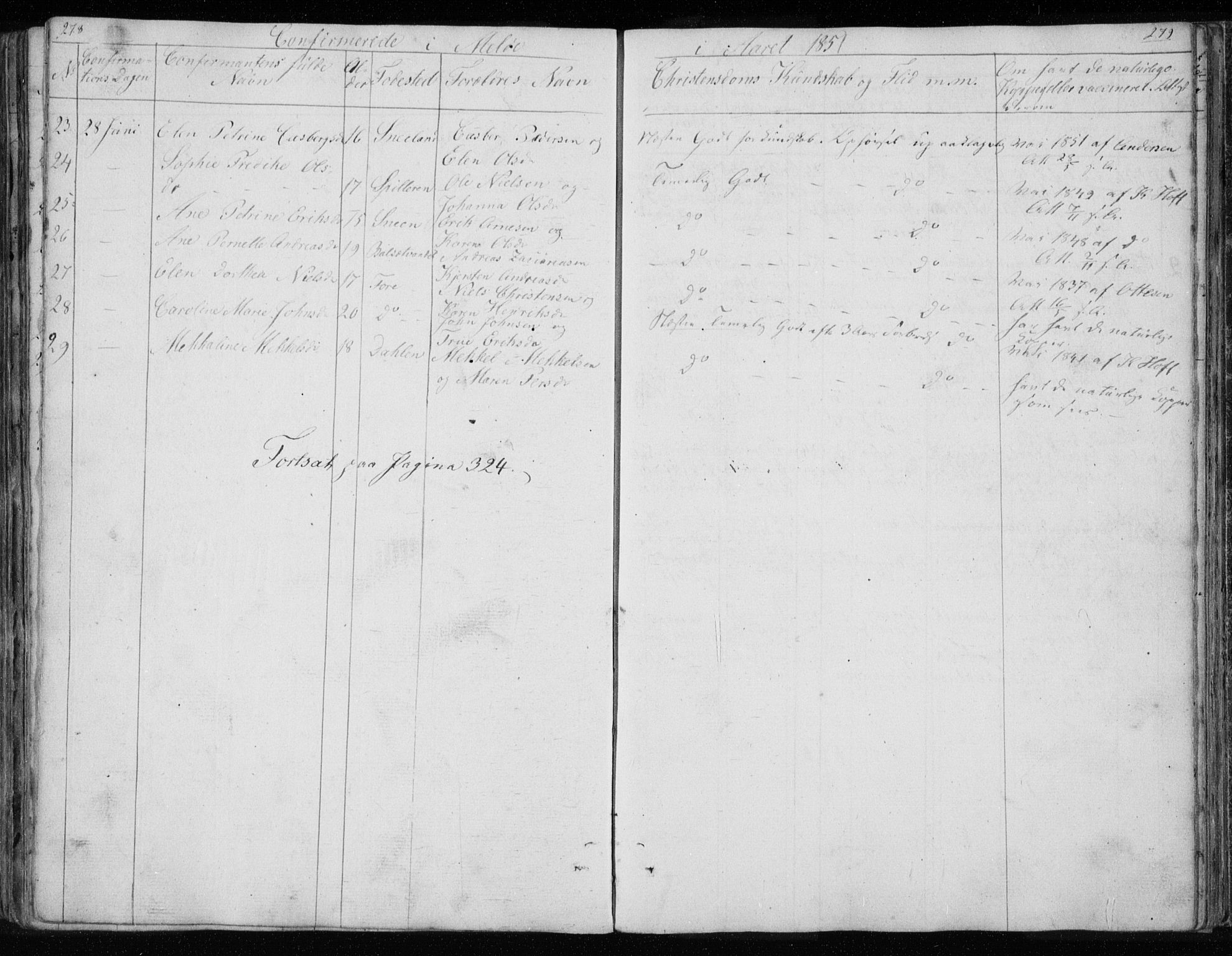 Ministerialprotokoller, klokkerbøker og fødselsregistre - Nordland, AV/SAT-A-1459/843/L0632: Parish register (copy) no. 843C01, 1833-1853, p. 278-279