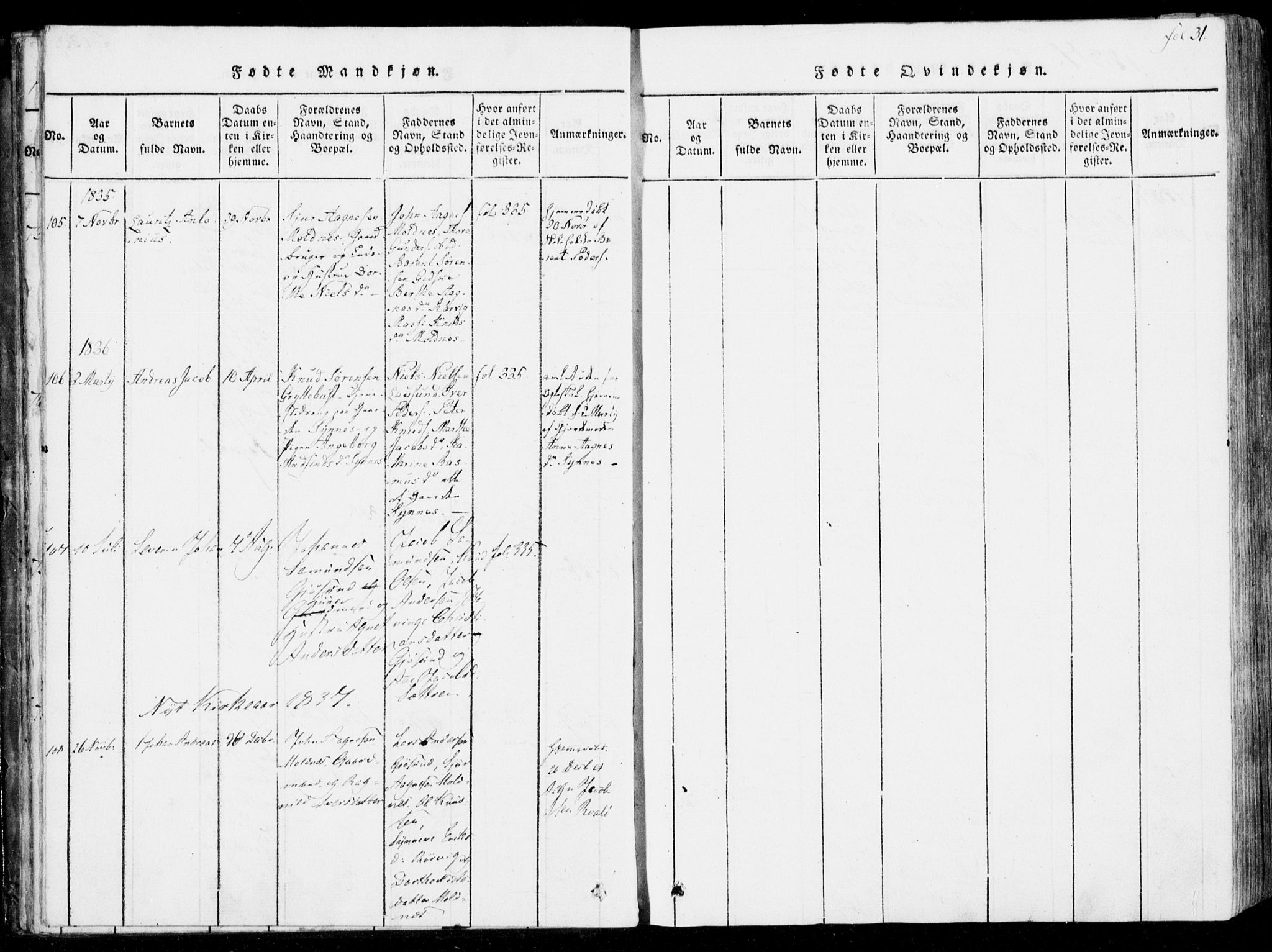 Ministerialprotokoller, klokkerbøker og fødselsregistre - Møre og Romsdal, SAT/A-1454/537/L0517: Parish register (official) no. 537A01, 1818-1862, p. 31