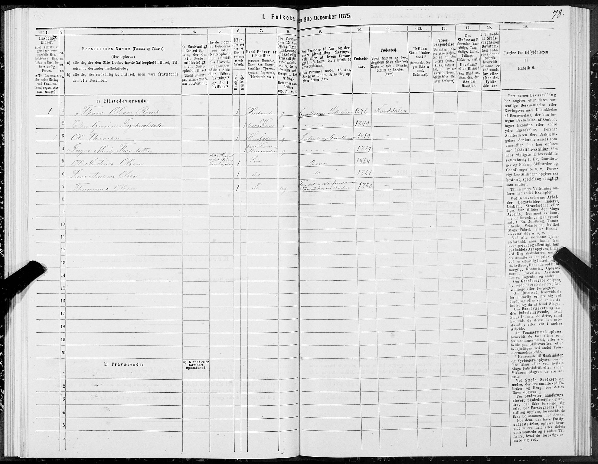 SAT, 1875 census for 1524P Norddal, 1875, p. 4078