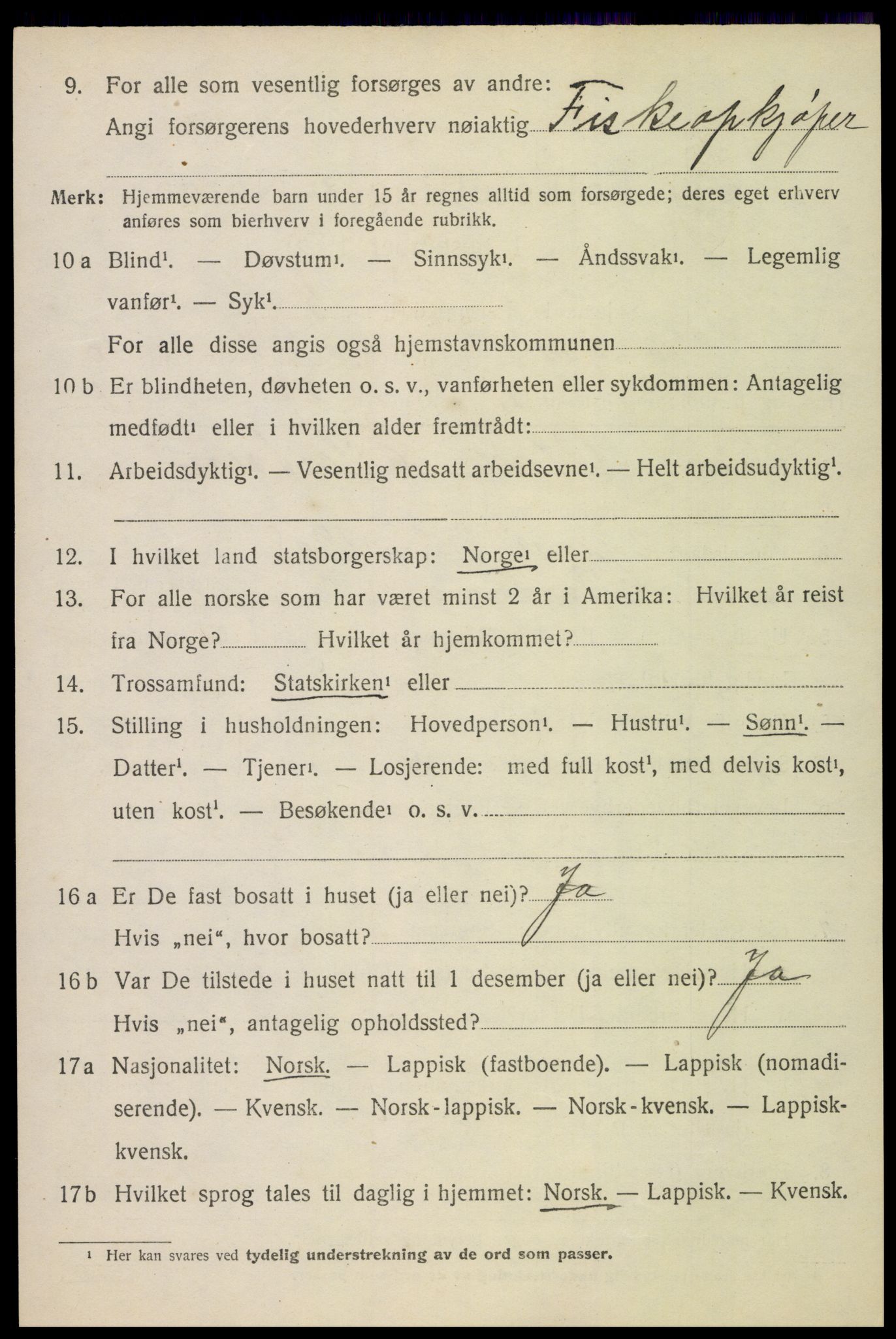 SAT, 1920 census for Vågan, 1920, p. 8998