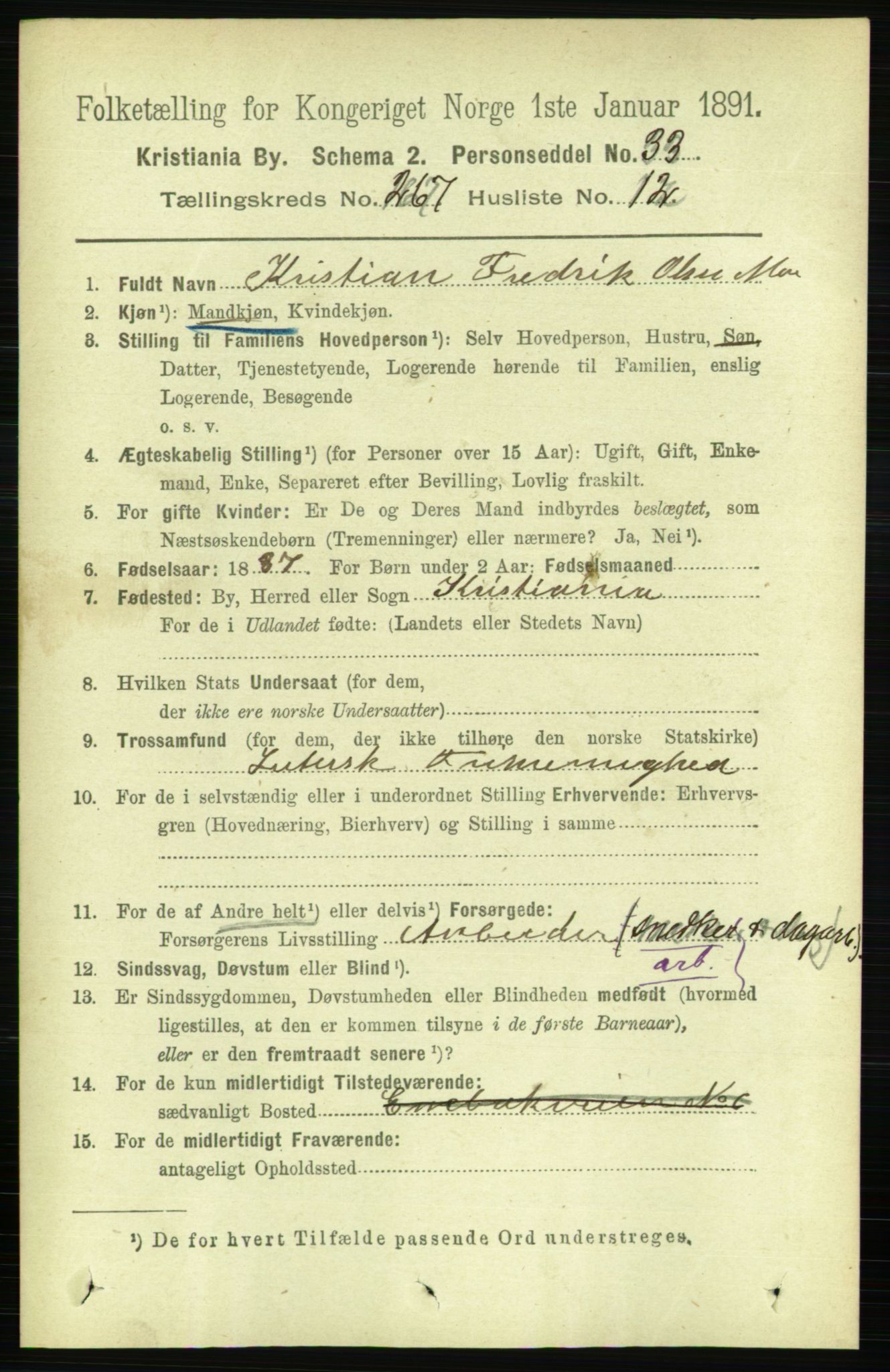 RA, 1891 census for 0301 Kristiania, 1891, p. 161667