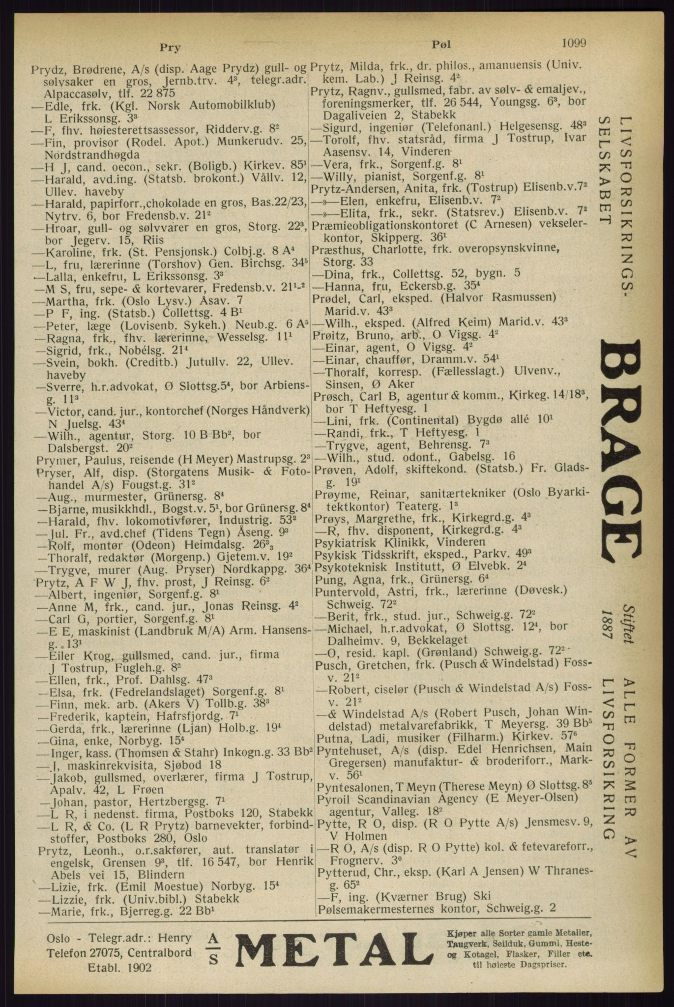 Kristiania/Oslo adressebok, PUBL/-, 1933, p. 1099
