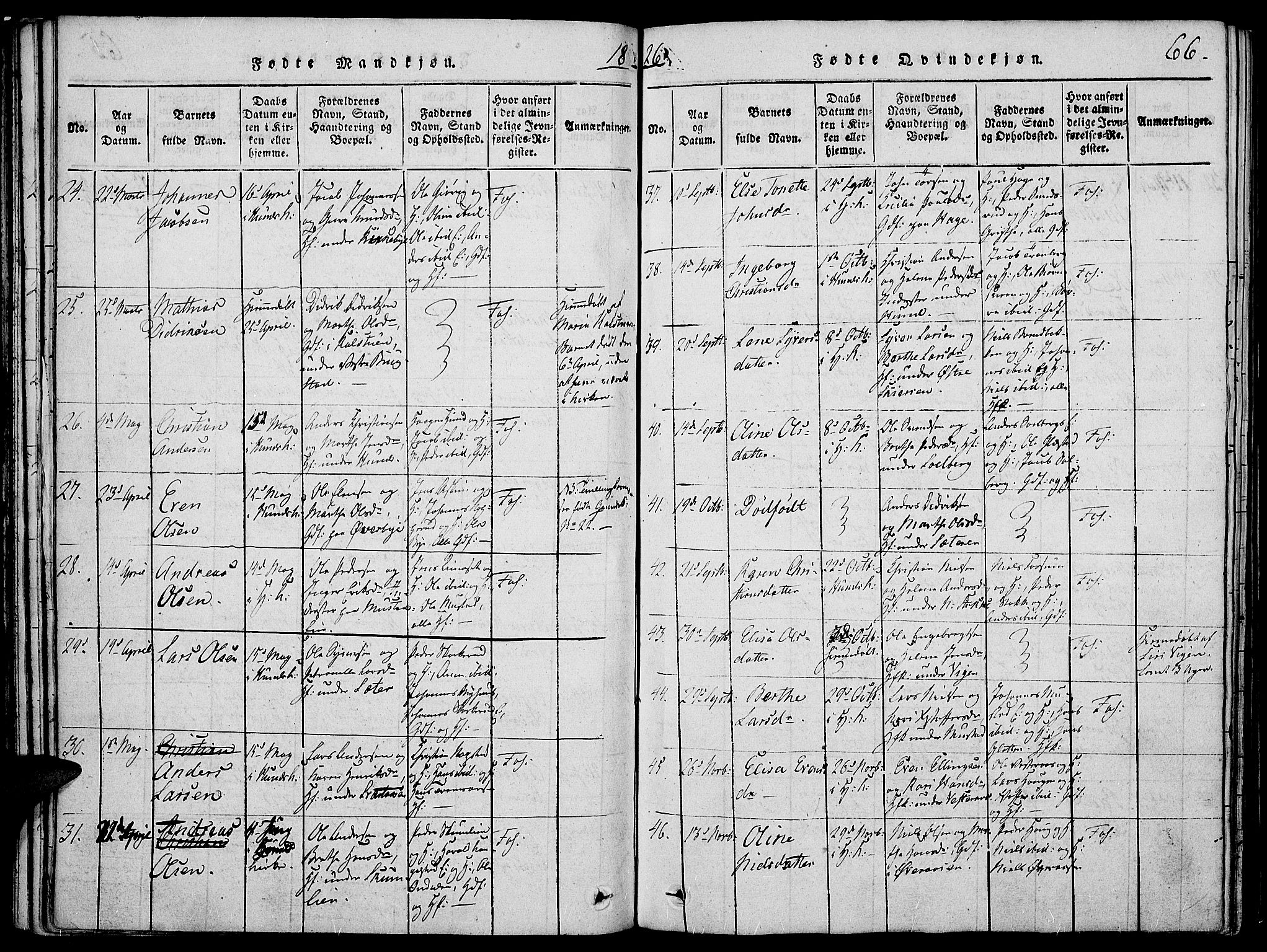 Vardal prestekontor, AV/SAH-PREST-100/H/Ha/Haa/L0004: Parish register (official) no. 4, 1814-1831, p. 66