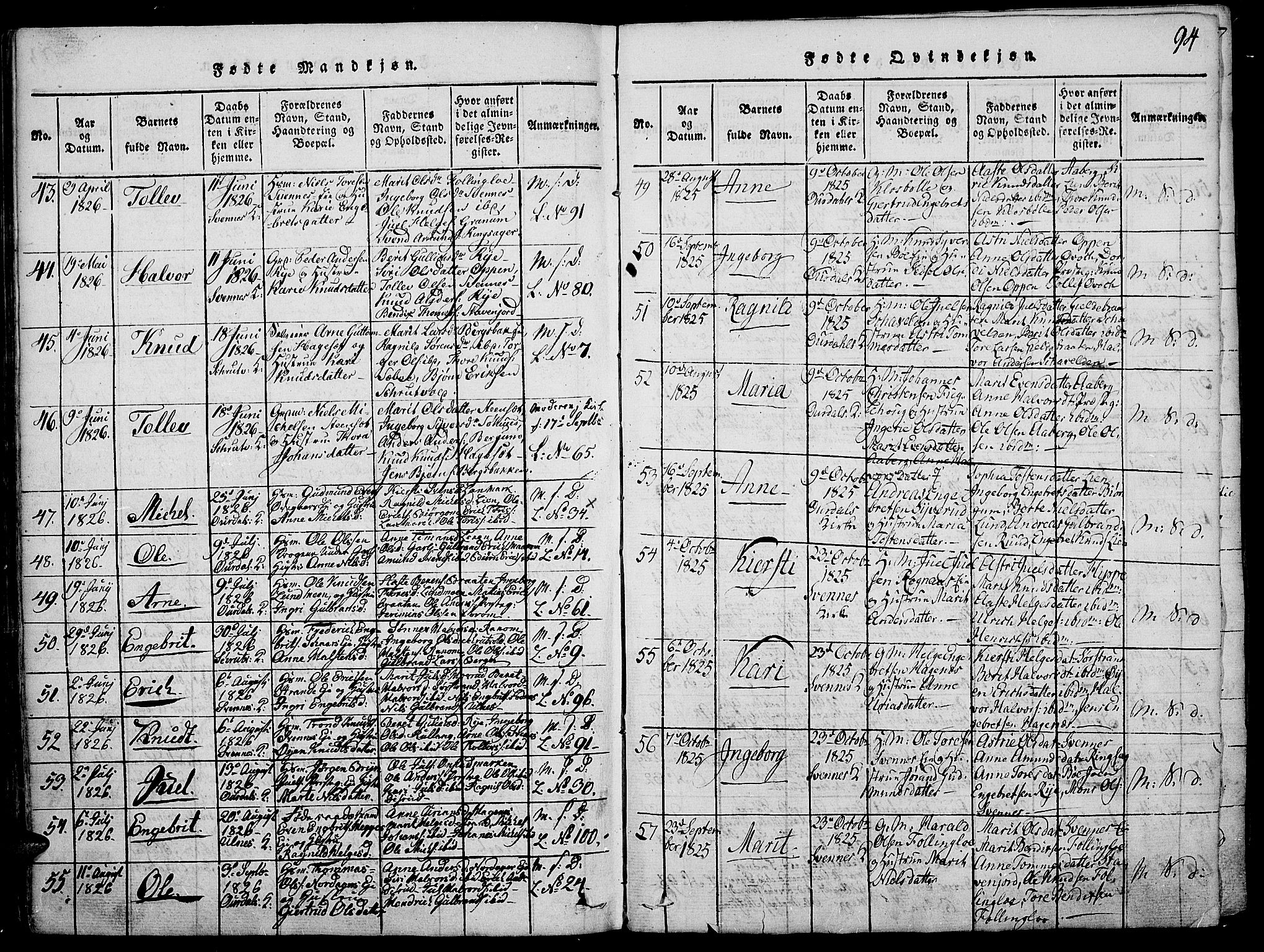 Nord-Aurdal prestekontor, SAH/PREST-132/H/Ha/Haa/L0002: Parish register (official) no. 2, 1816-1828, p. 94