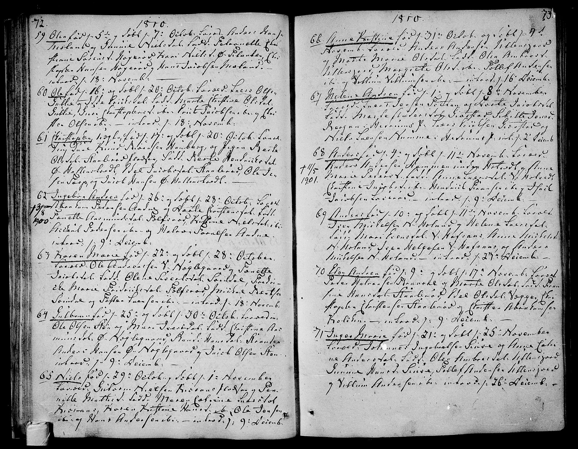 Andebu kirkebøker, AV/SAKO-A-336/F/Fa/L0003: Parish register (official) no. 3 /1, 1803-1828, p. 72-73