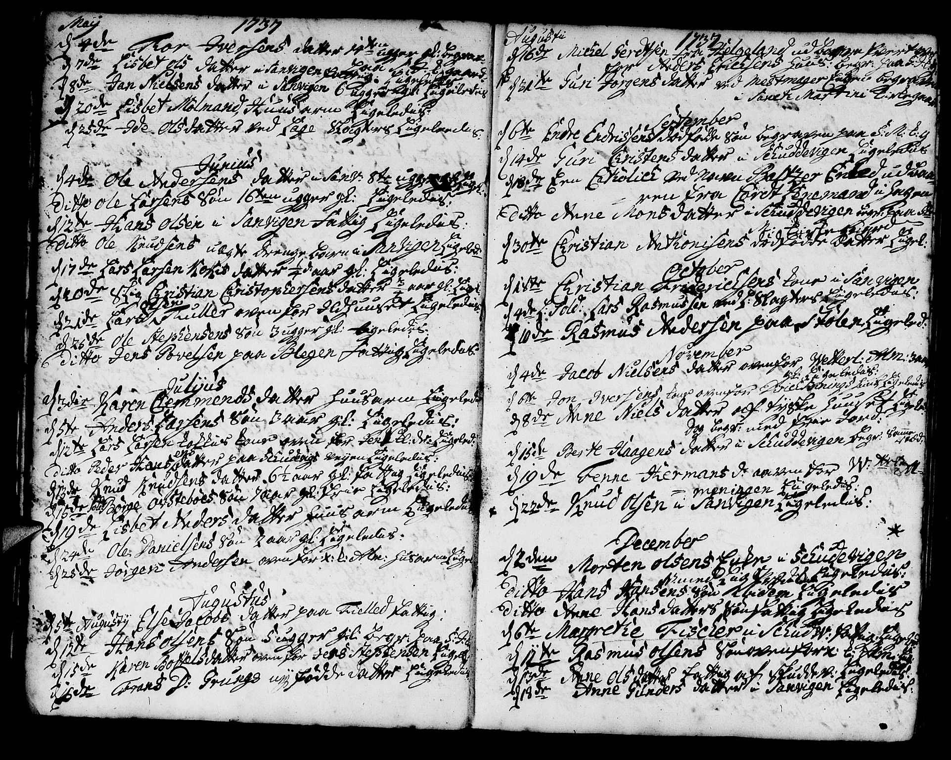 Korskirken sokneprestembete, AV/SAB-A-76101/H/Haa/L0011: Parish register (official) no. A 11, 1731-1785, p. 20