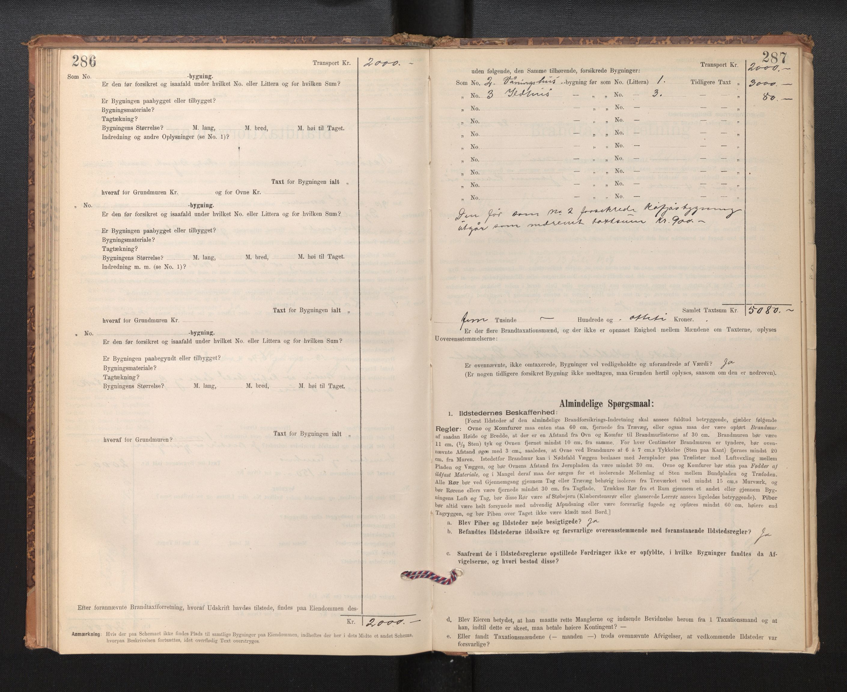 Lensmannen i Nærøy, SAB/A-29601/0012/L0002: Branntakstprotokoll, 1896-1912, p. 286-287