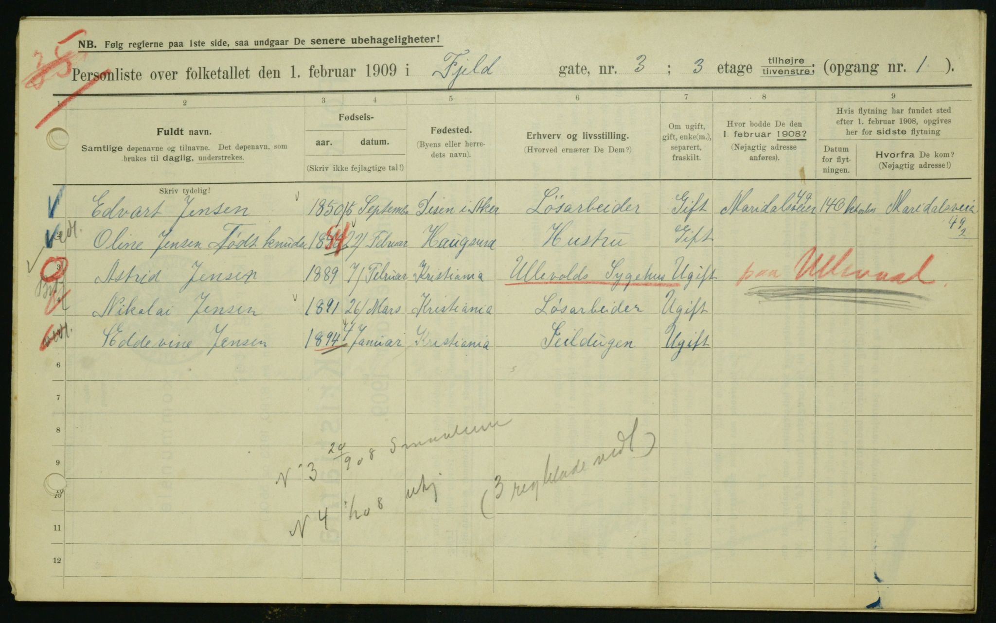 OBA, Municipal Census 1909 for Kristiania, 1909, p. 21956