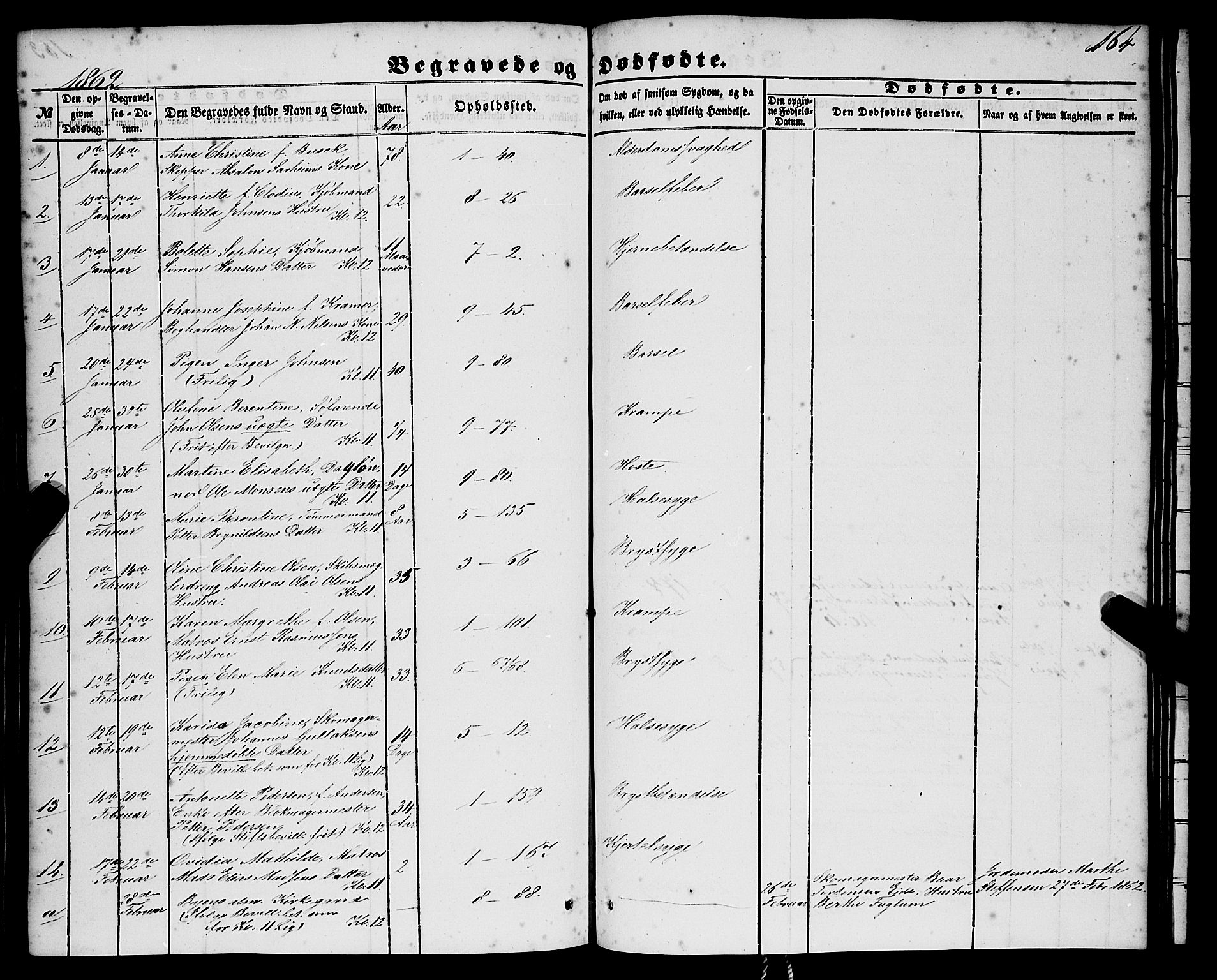Nykirken Sokneprestembete, SAB/A-77101/H/Haa/L0042: Parish register (official) no. E 2, 1850-1868, p. 164