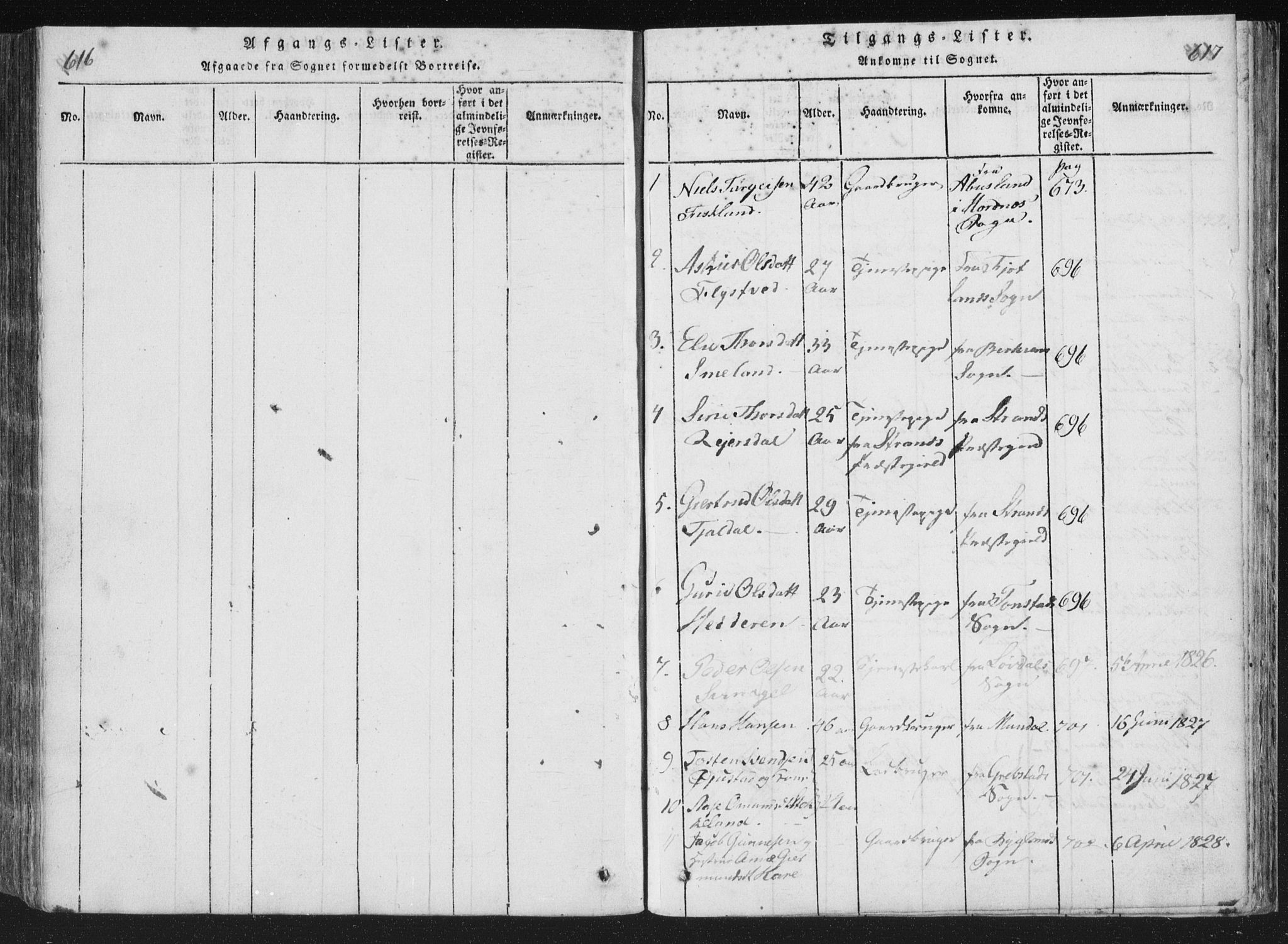 Åseral sokneprestkontor, SAK/1111-0051/F/Fa/L0001: Parish register (official) no. A 1, 1815-1853, p. 616-617