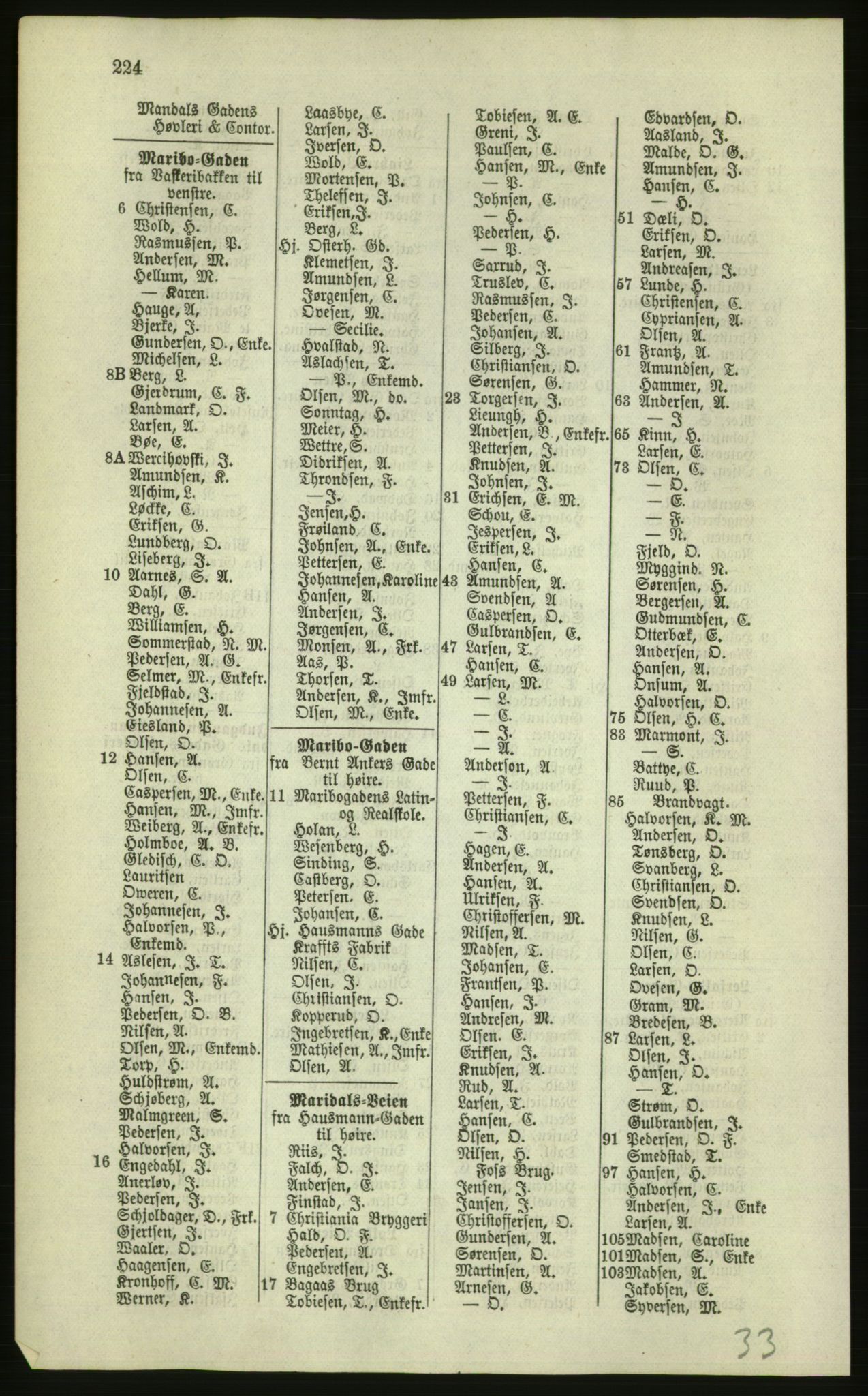 Kristiania/Oslo adressebok, PUBL/-, 1879, p. 224