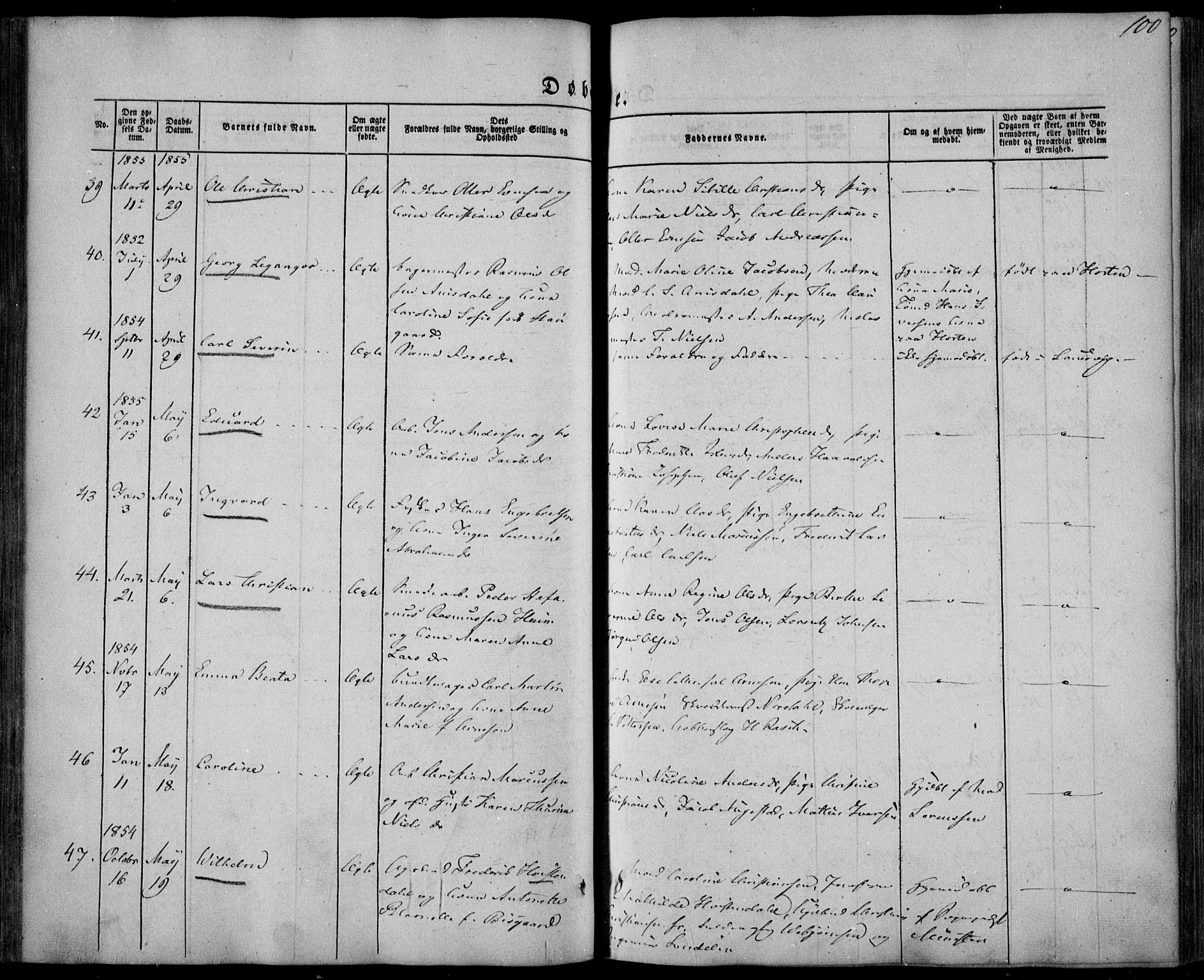 Larvik kirkebøker, AV/SAKO-A-352/F/Fa/L0003: Parish register (official) no. I 3, 1848-1856, p. 100