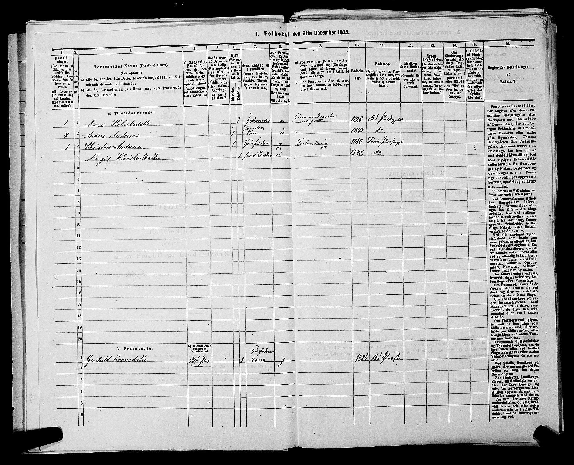 SAKO, 1875 census for 0821P Bø, 1875, p. 52