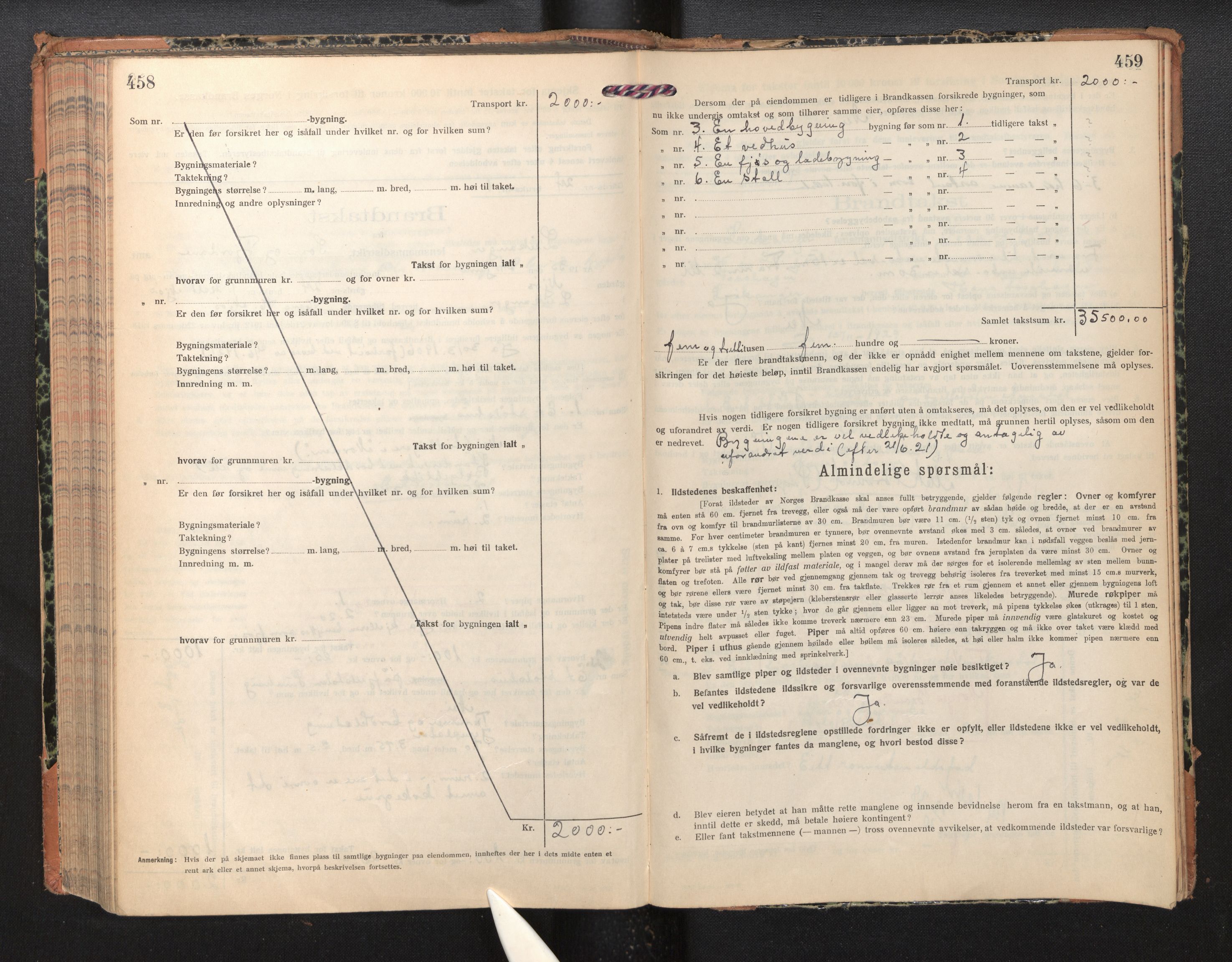 Lensmannen i Leikanger, AV/SAB-A-29201/0012/L0007: Branntakstprotokoll, skjematakst, 1926-1936, p. 458-459