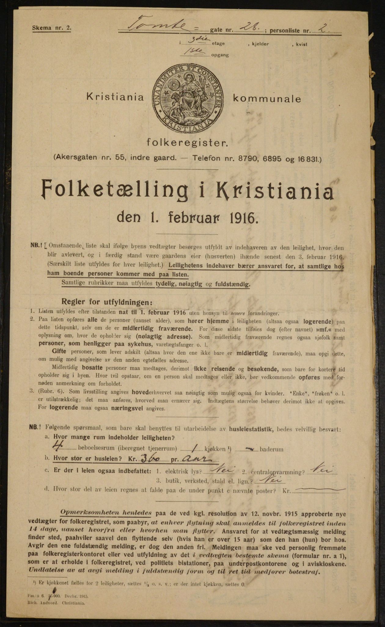 OBA, Municipal Census 1916 for Kristiania, 1916, p. 116926