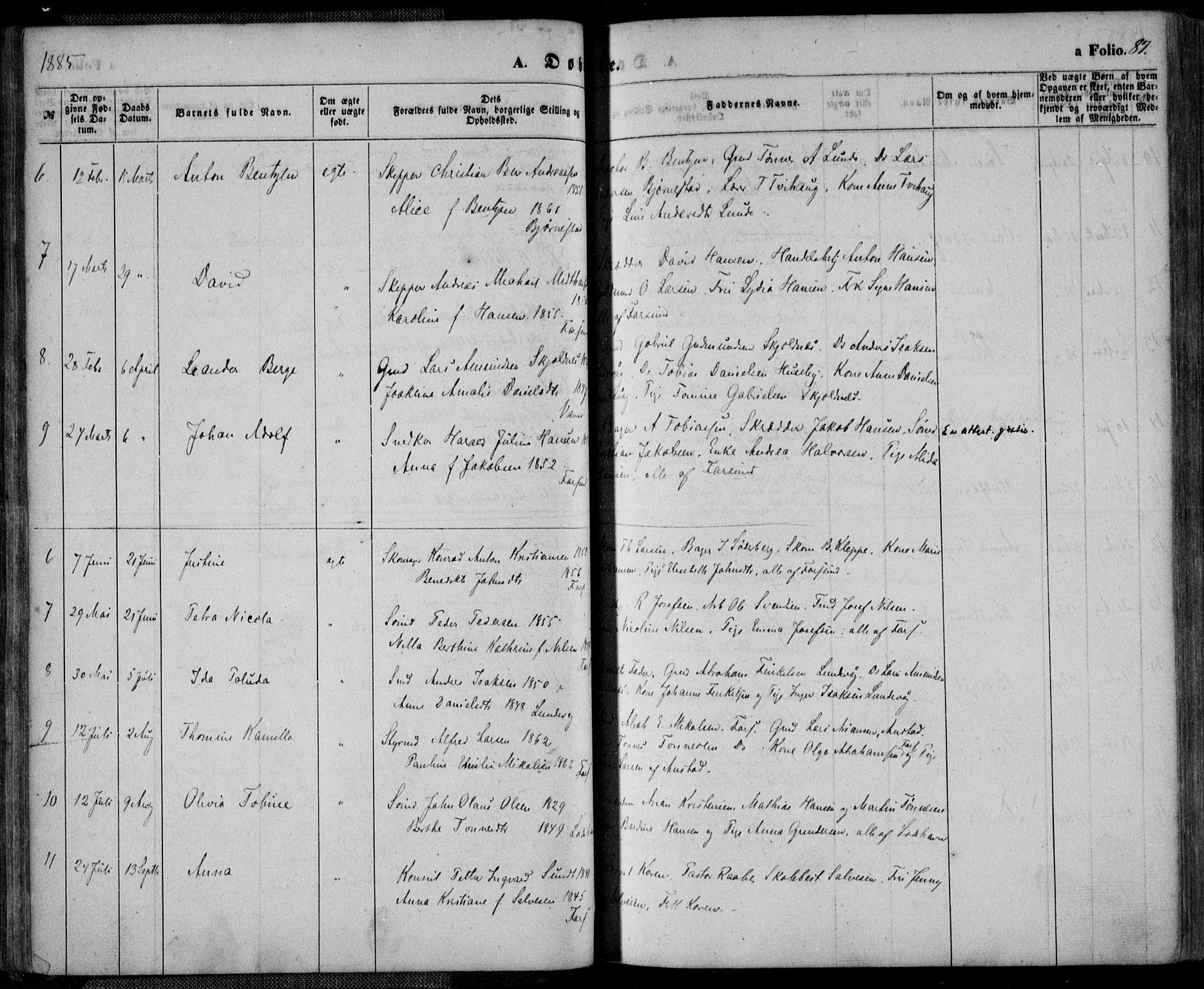 Farsund sokneprestkontor, AV/SAK-1111-0009/F/Fa/L0005: Parish register (official) no. A 5, 1863-1886, p. 87