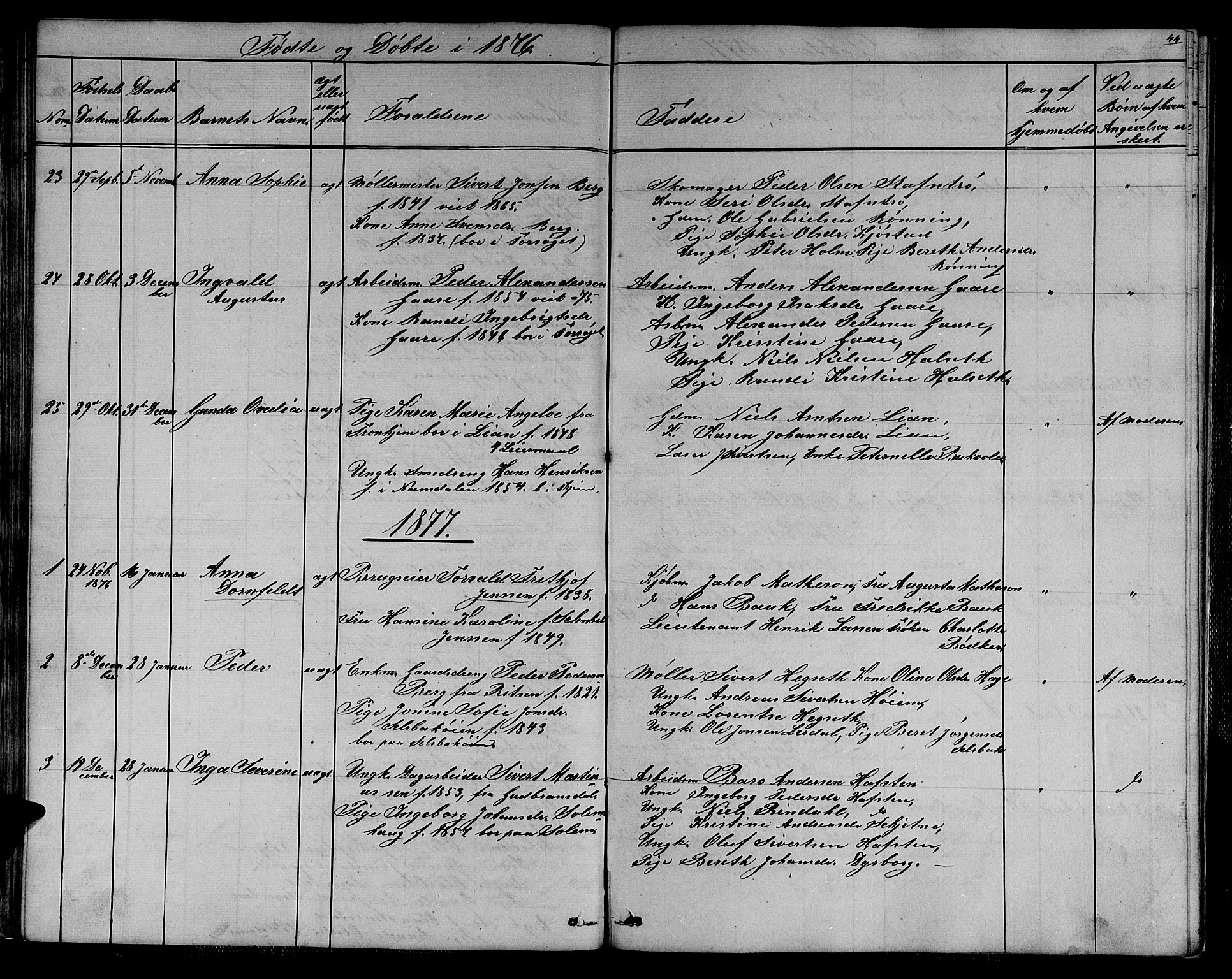 Ministerialprotokoller, klokkerbøker og fødselsregistre - Sør-Trøndelag, SAT/A-1456/611/L0353: Parish register (copy) no. 611C01, 1854-1881, p. 44
