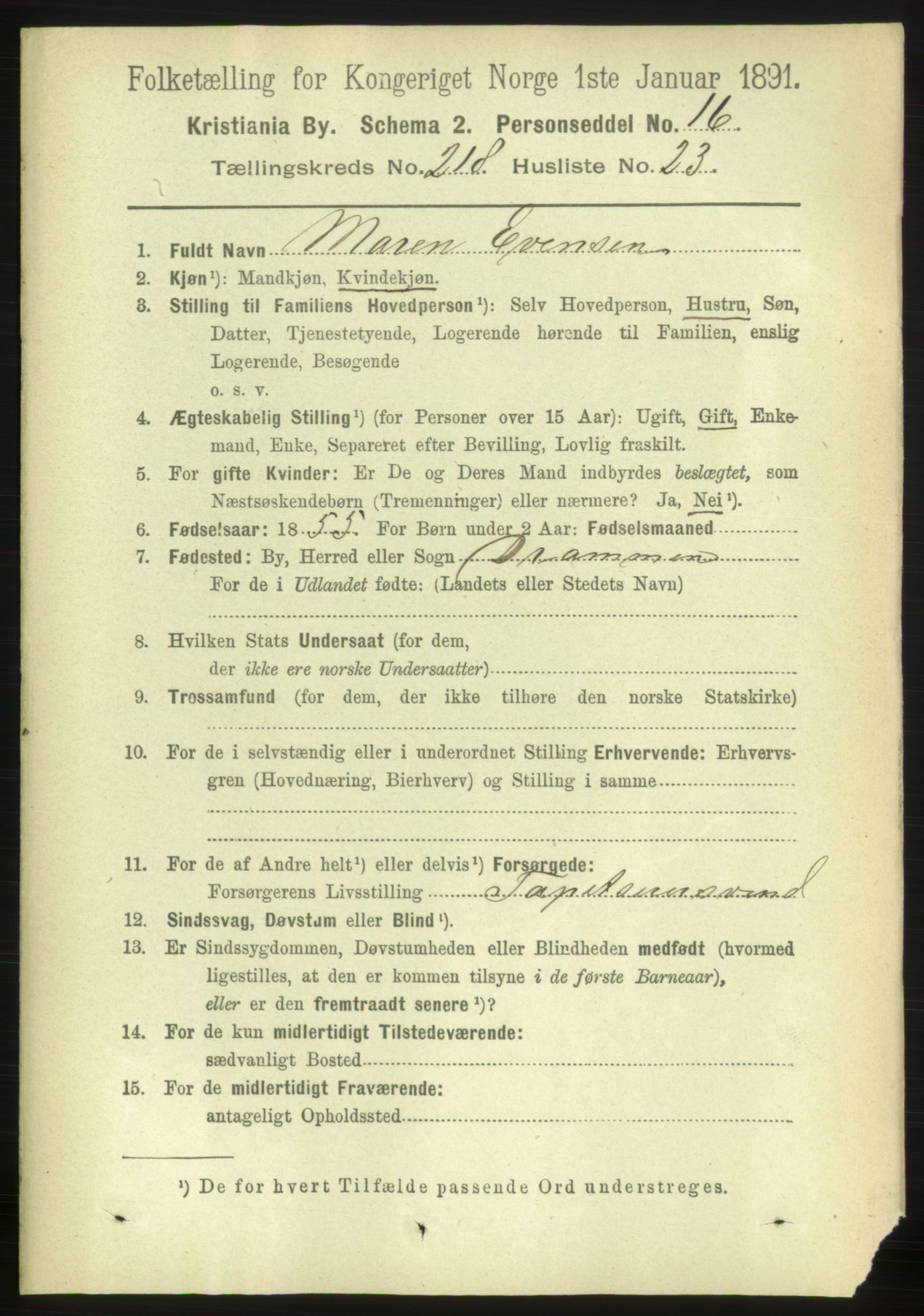 RA, 1891 census for 0301 Kristiania, 1891, p. 129571