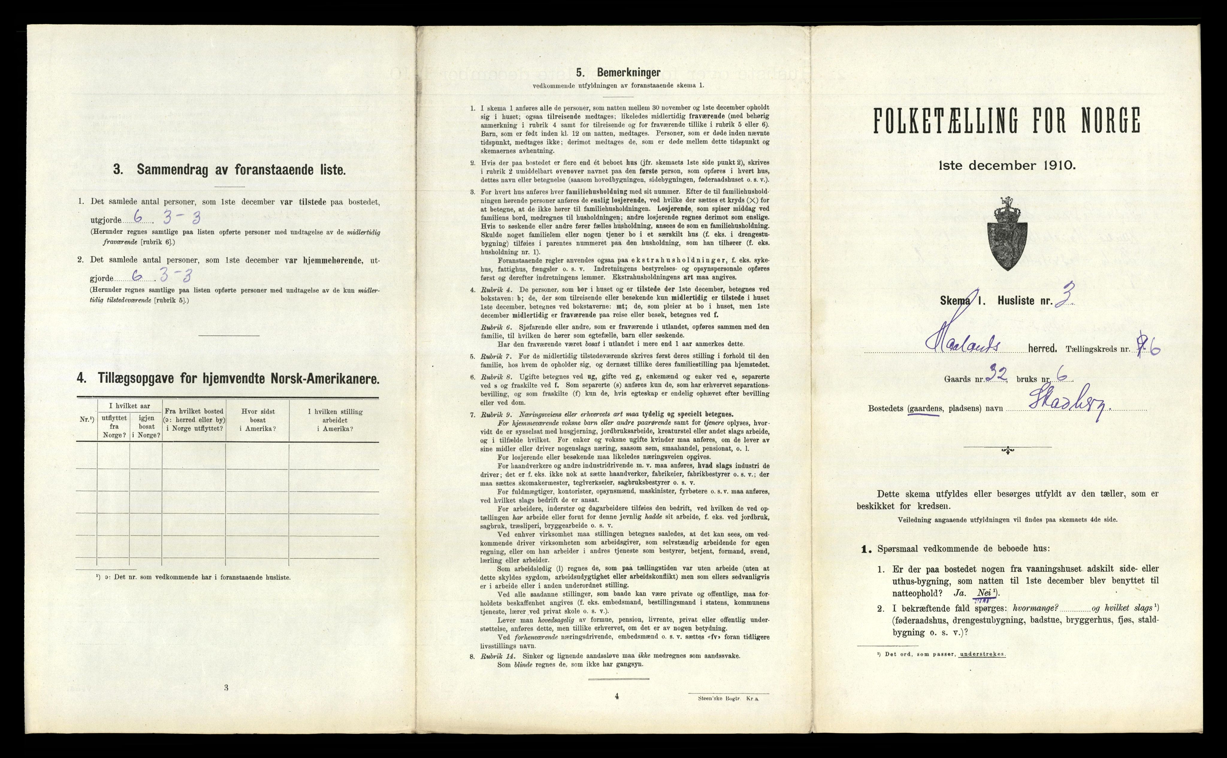 RA, 1910 census for Håland, 1910, p. 911