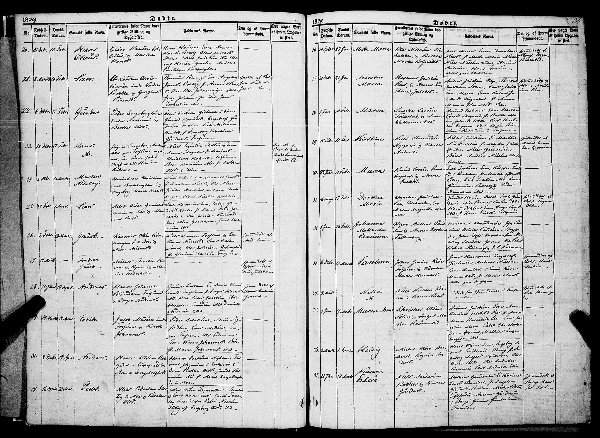 Gjerpen kirkebøker, AV/SAKO-A-265/F/Fa/L0007a: Parish register (official) no. I 7A, 1834-1857, p. 35