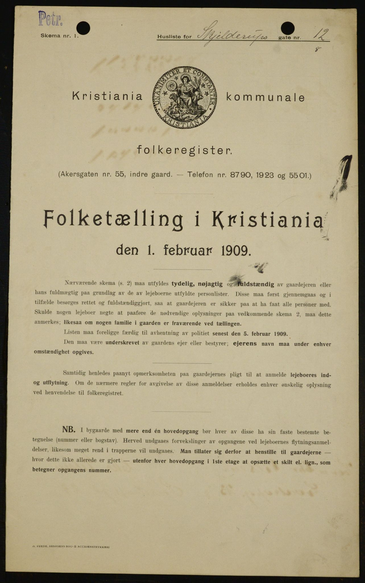OBA, Municipal Census 1909 for Kristiania, 1909, p. 86833