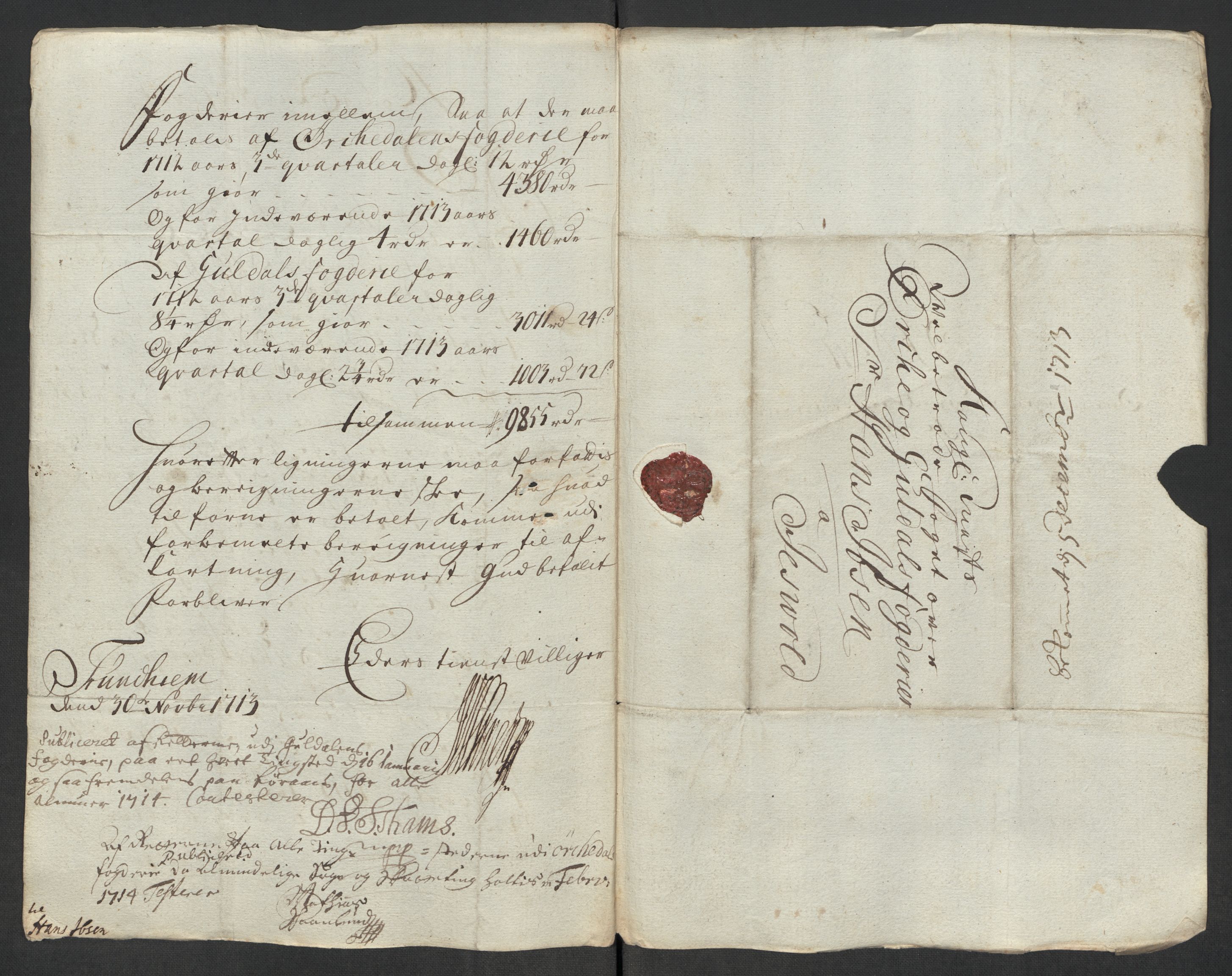 Rentekammeret inntil 1814, Reviderte regnskaper, Fogderegnskap, AV/RA-EA-4092/R60/L3964: Fogderegnskap Orkdal og Gauldal, 1713, p. 163