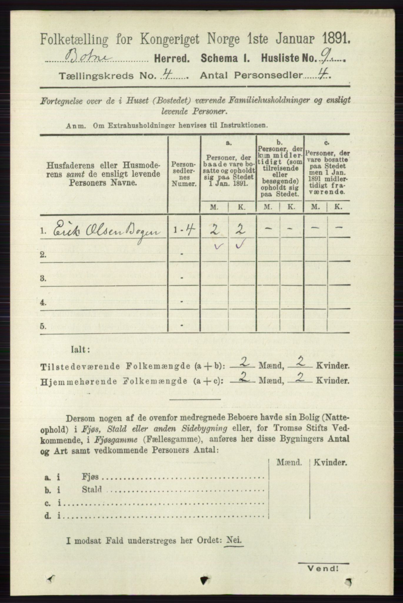 RA, 1891 census for 0715 Botne, 1891, p. 1554