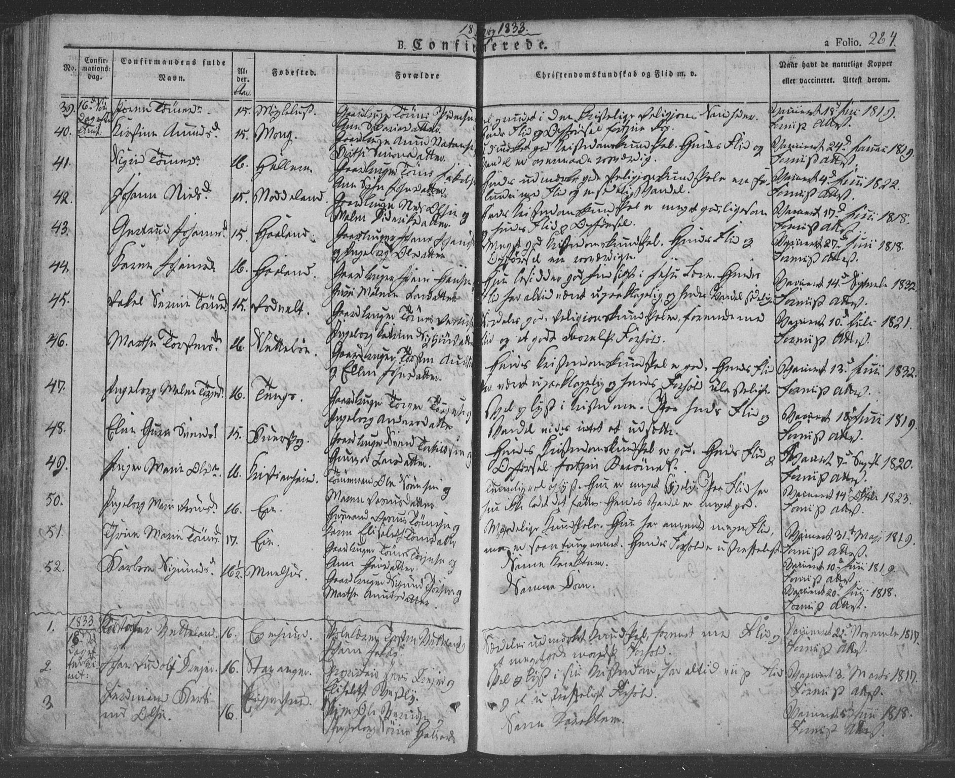 Eigersund sokneprestkontor, AV/SAST-A-101807/S08/L0009: Parish register (official) no. A 9, 1827-1850, p. 264