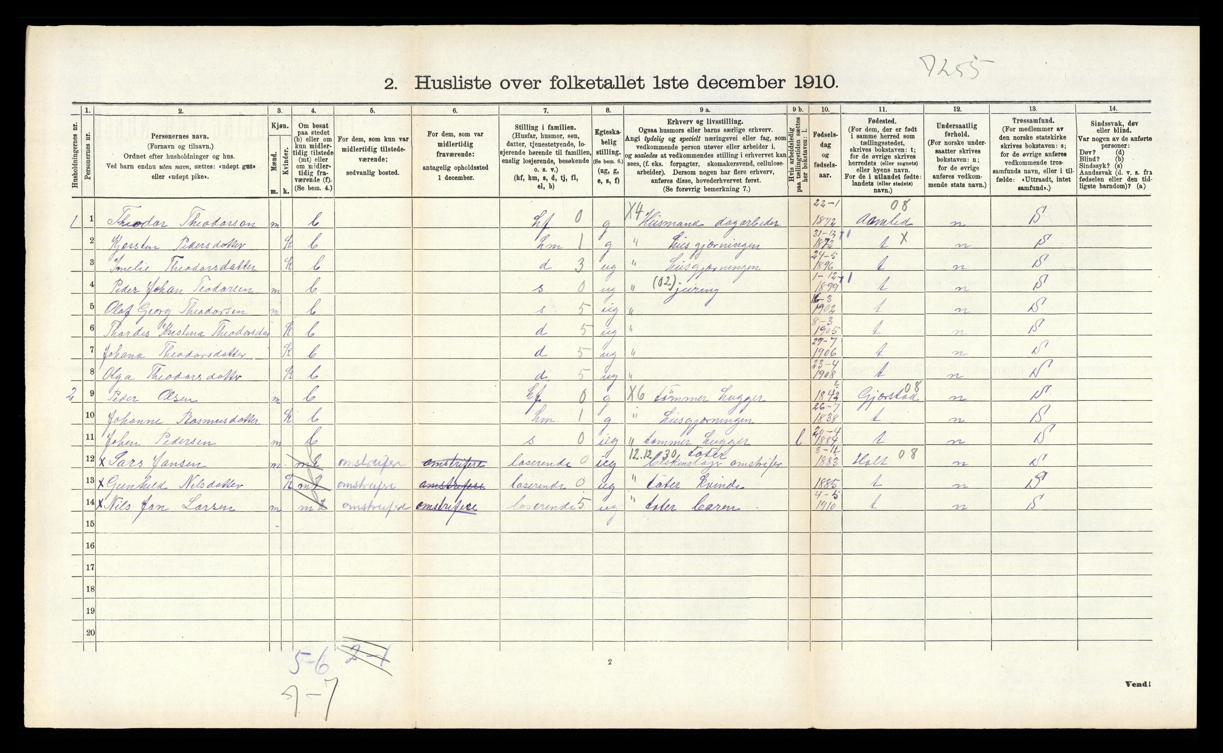 RA, 1910 census for Vegårshei, 1910, p. 265