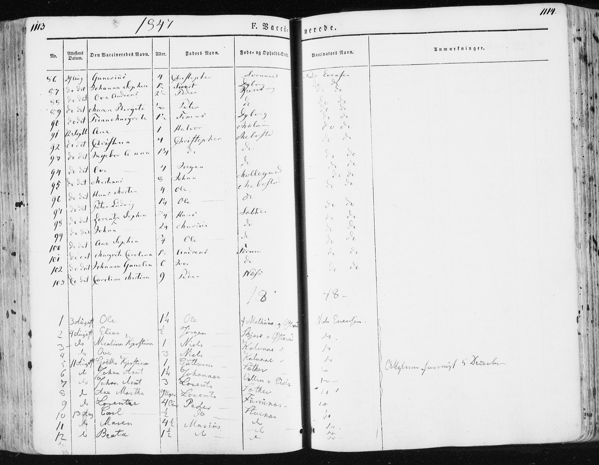 Ministerialprotokoller, klokkerbøker og fødselsregistre - Sør-Trøndelag, SAT/A-1456/659/L0736: Parish register (official) no. 659A06, 1842-1856, p. 1113-1114