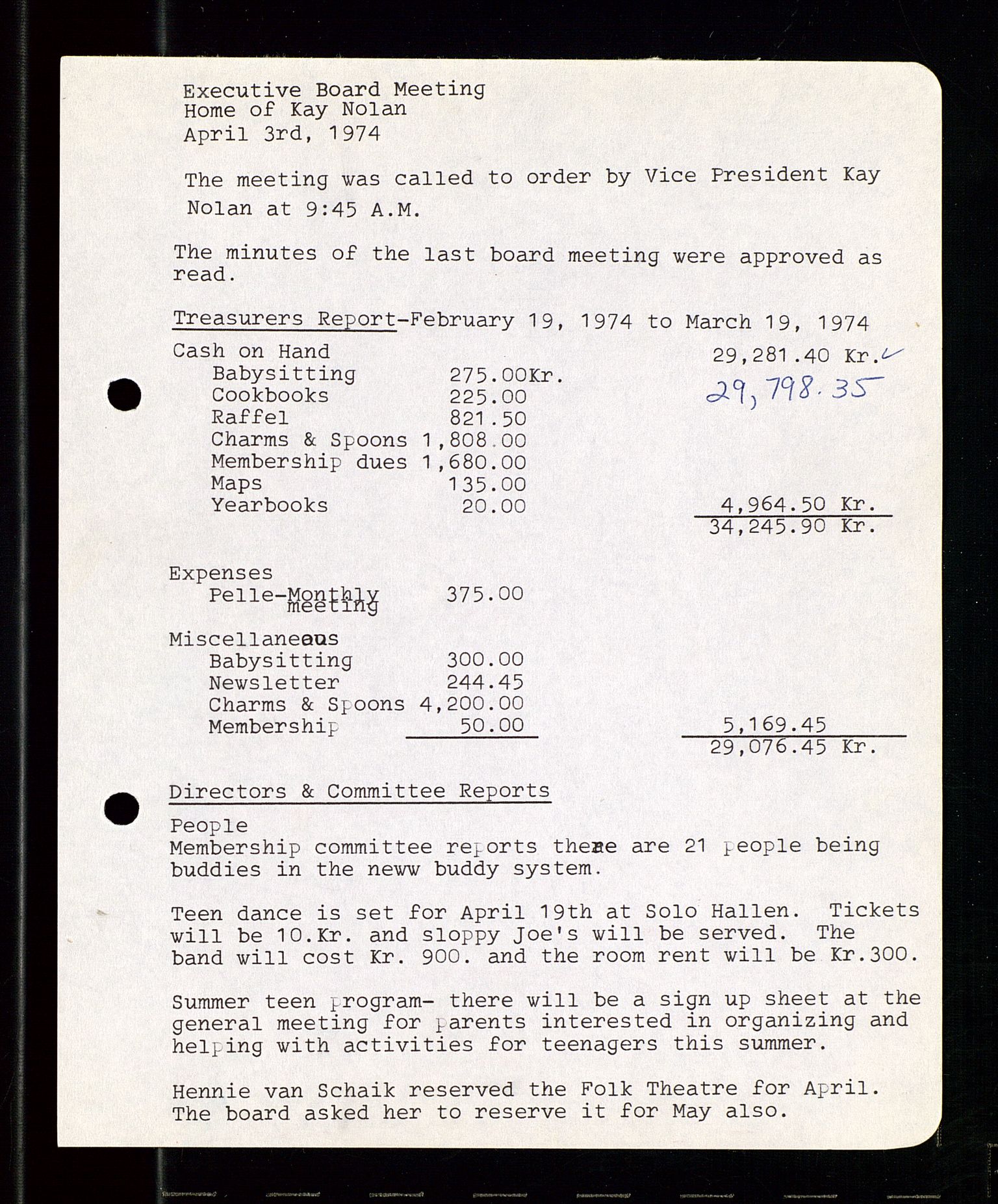 PA 1547 - Petroleum Wives Club, AV/SAST-A-101974/A/Aa/L0001: Board and General Meeting, 1970-1983