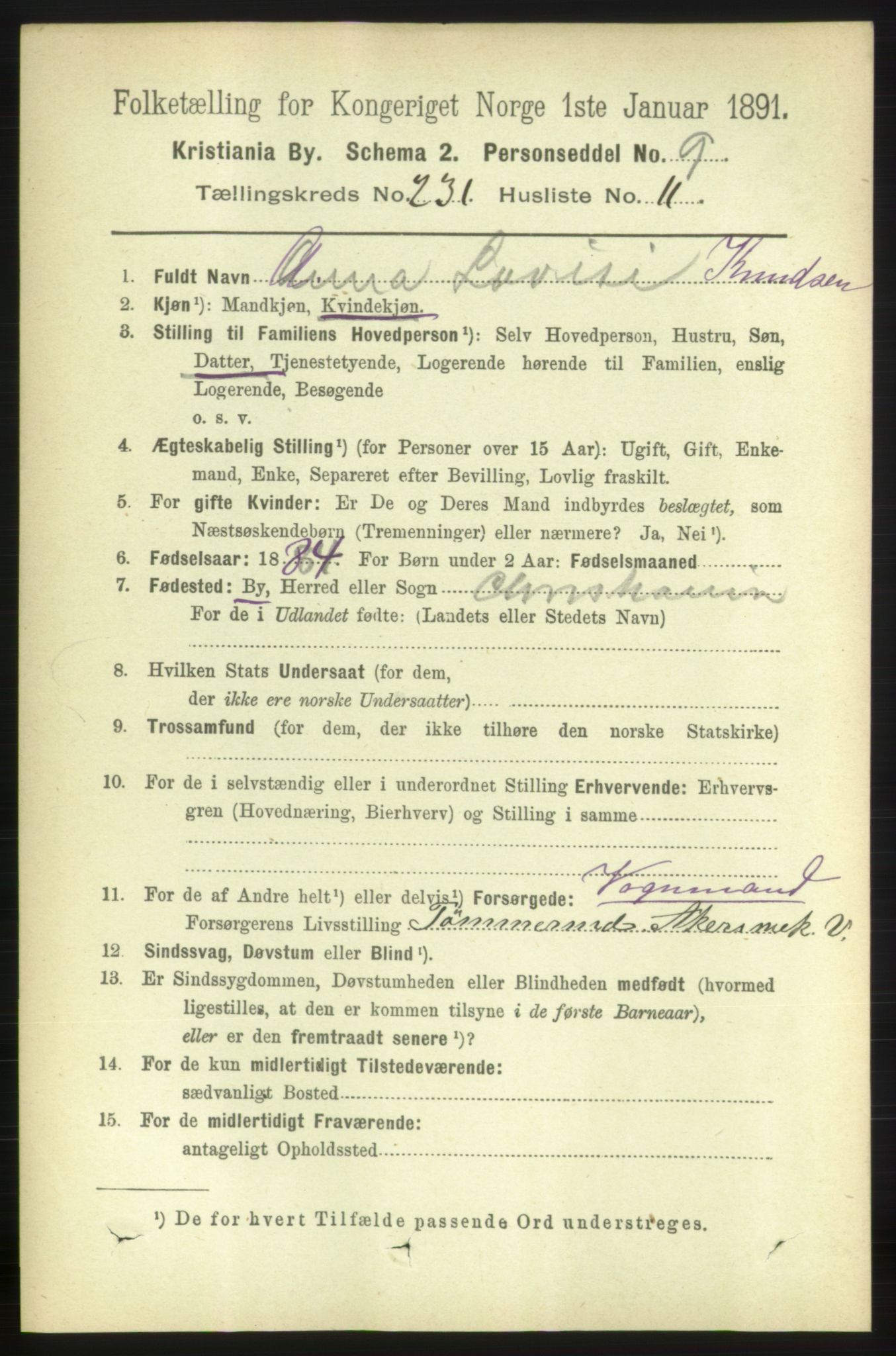 RA, 1891 census for 0301 Kristiania, 1891, p. 142810