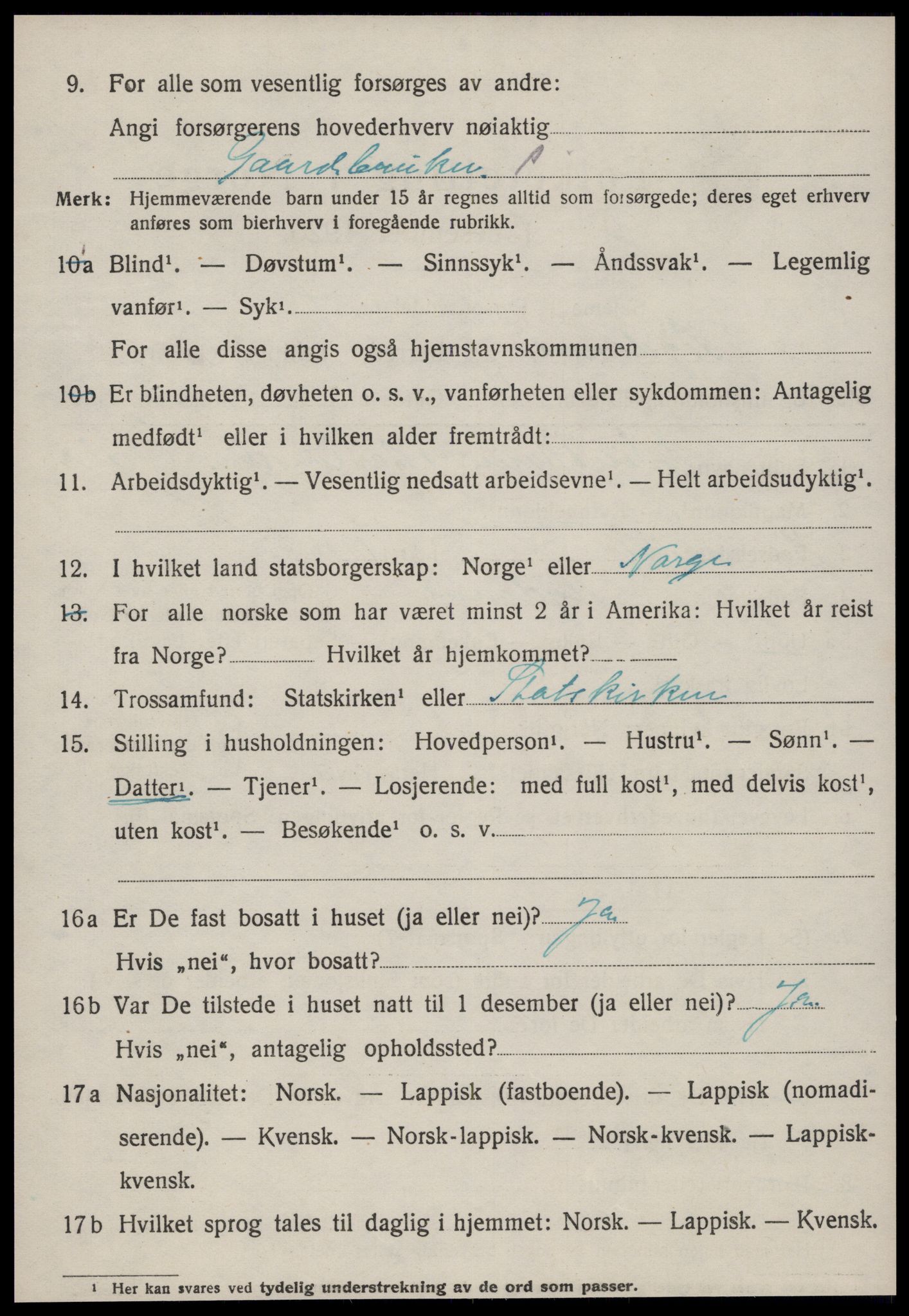 SAT, 1920 census for Agdenes, 1920, p. 692