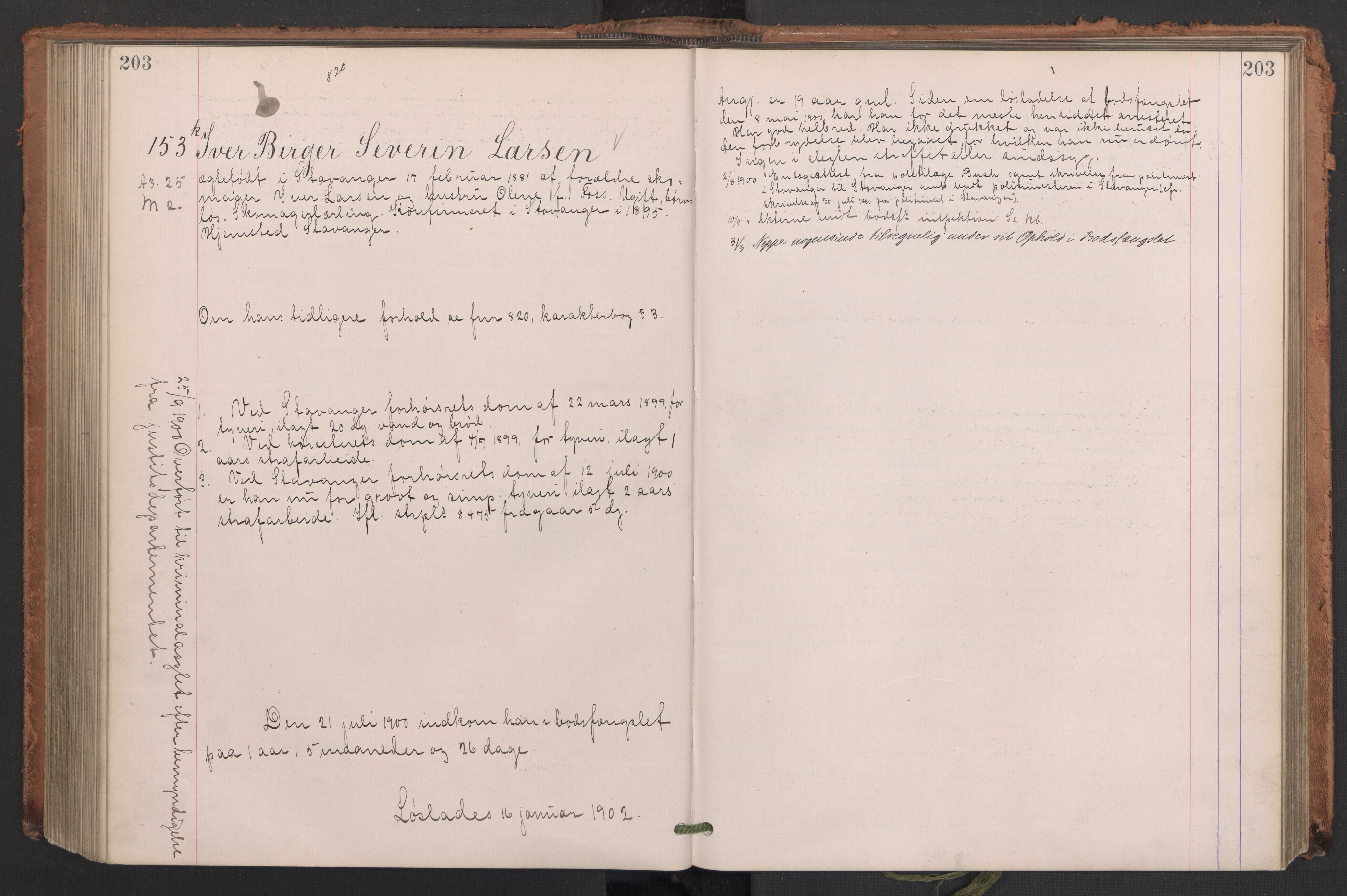 Botsfengslet, AV/RA-S-1539/D/Db/Dbb/L0034: 951j - 241k, 1899-1900, p. 203