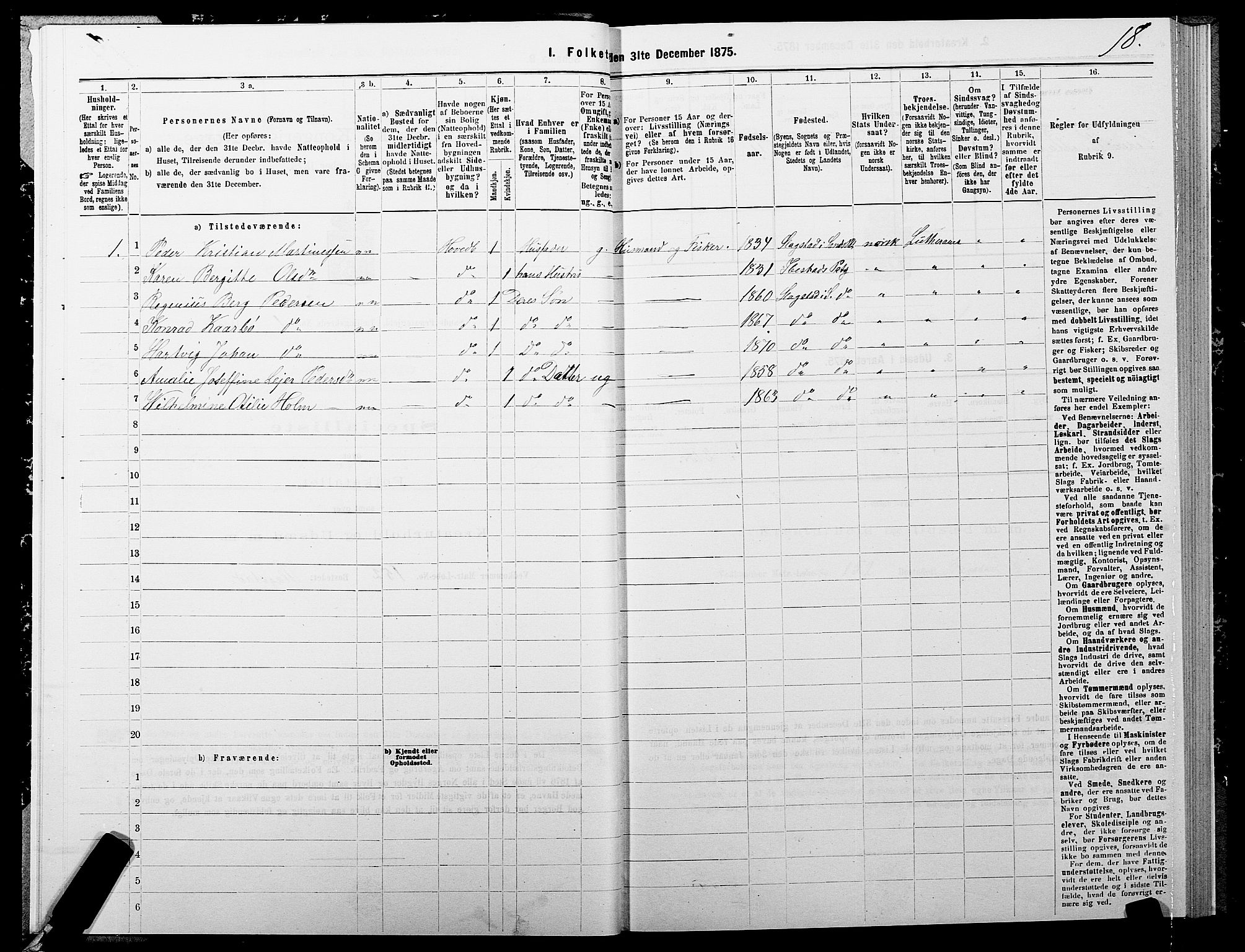 SATØ, 1875 census for 1915P Sand, 1875, p. 1018