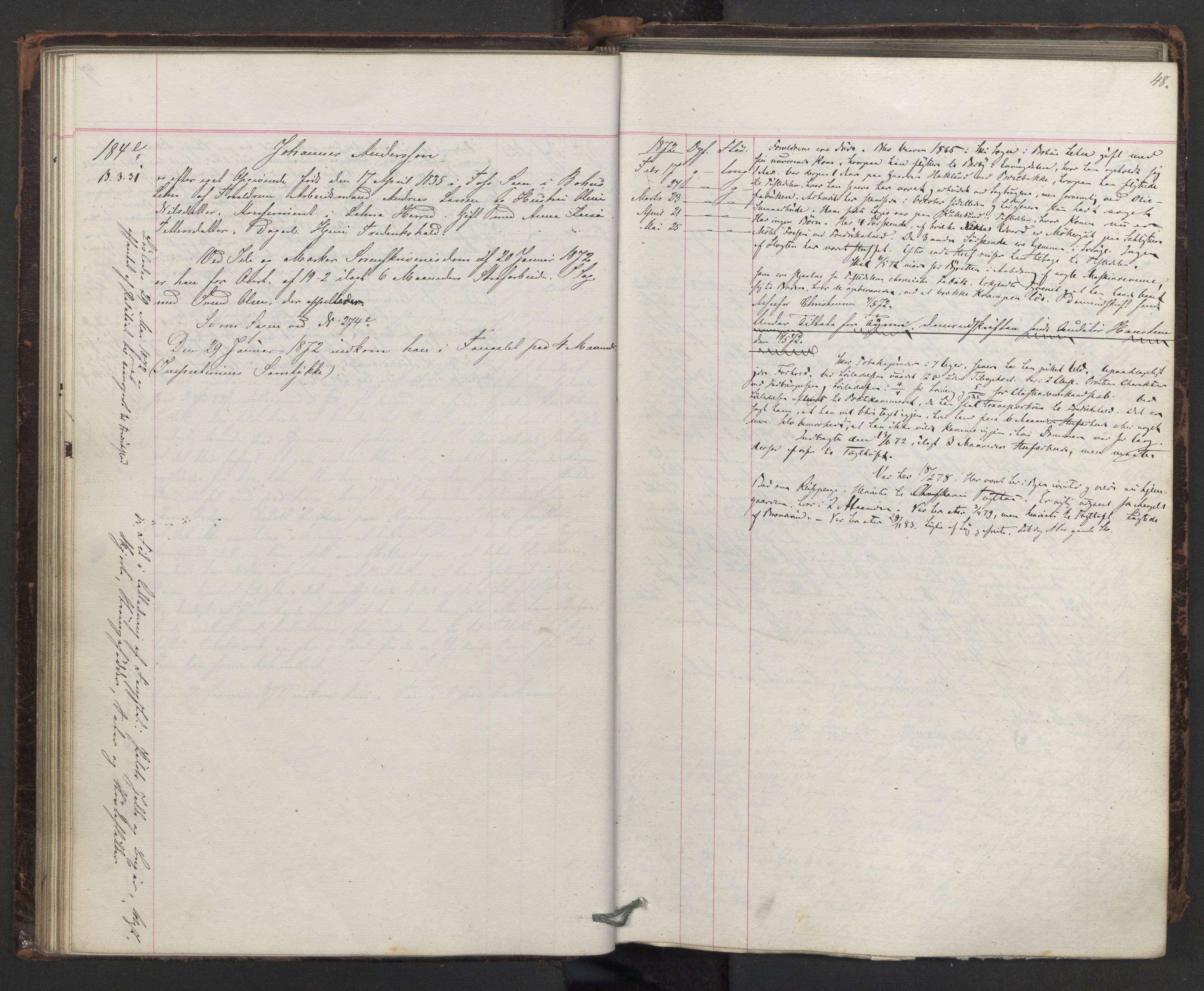 Botsfengslet, AV/RA-S-1539/D/Db/Dbb/L0014: 137e - 437e, 1871-1873, p. 48