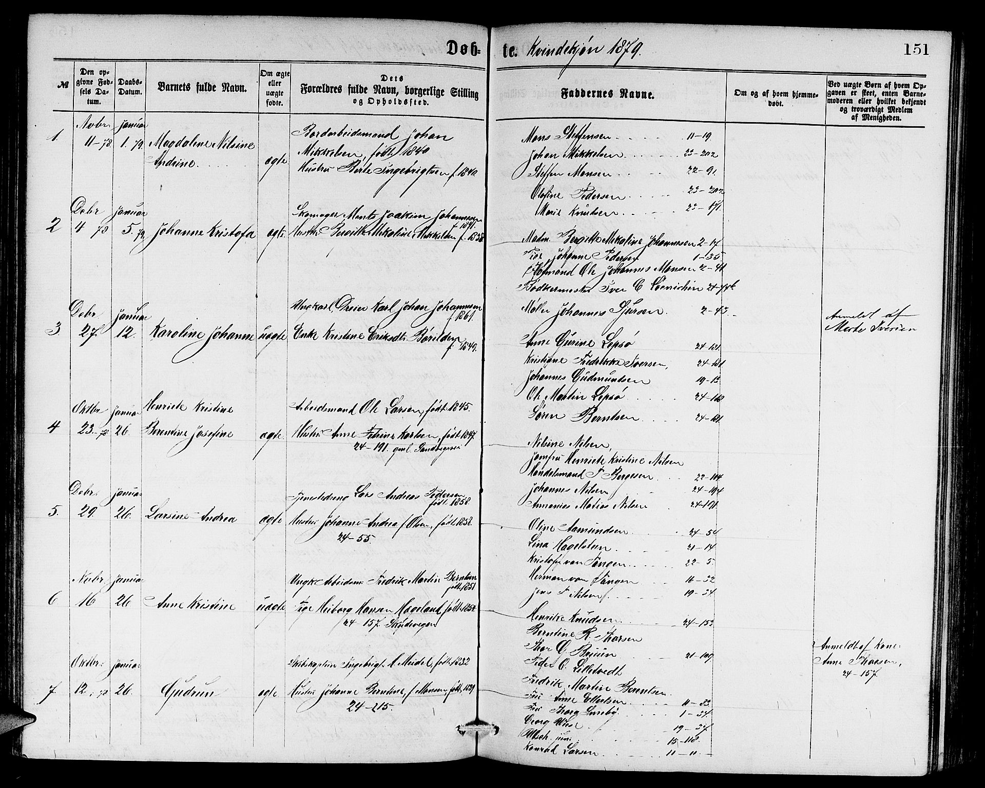 Sandviken Sokneprestembete, AV/SAB-A-77601/H/Hb: Parish register (copy) no. A 1, 1867-1879, p. 151