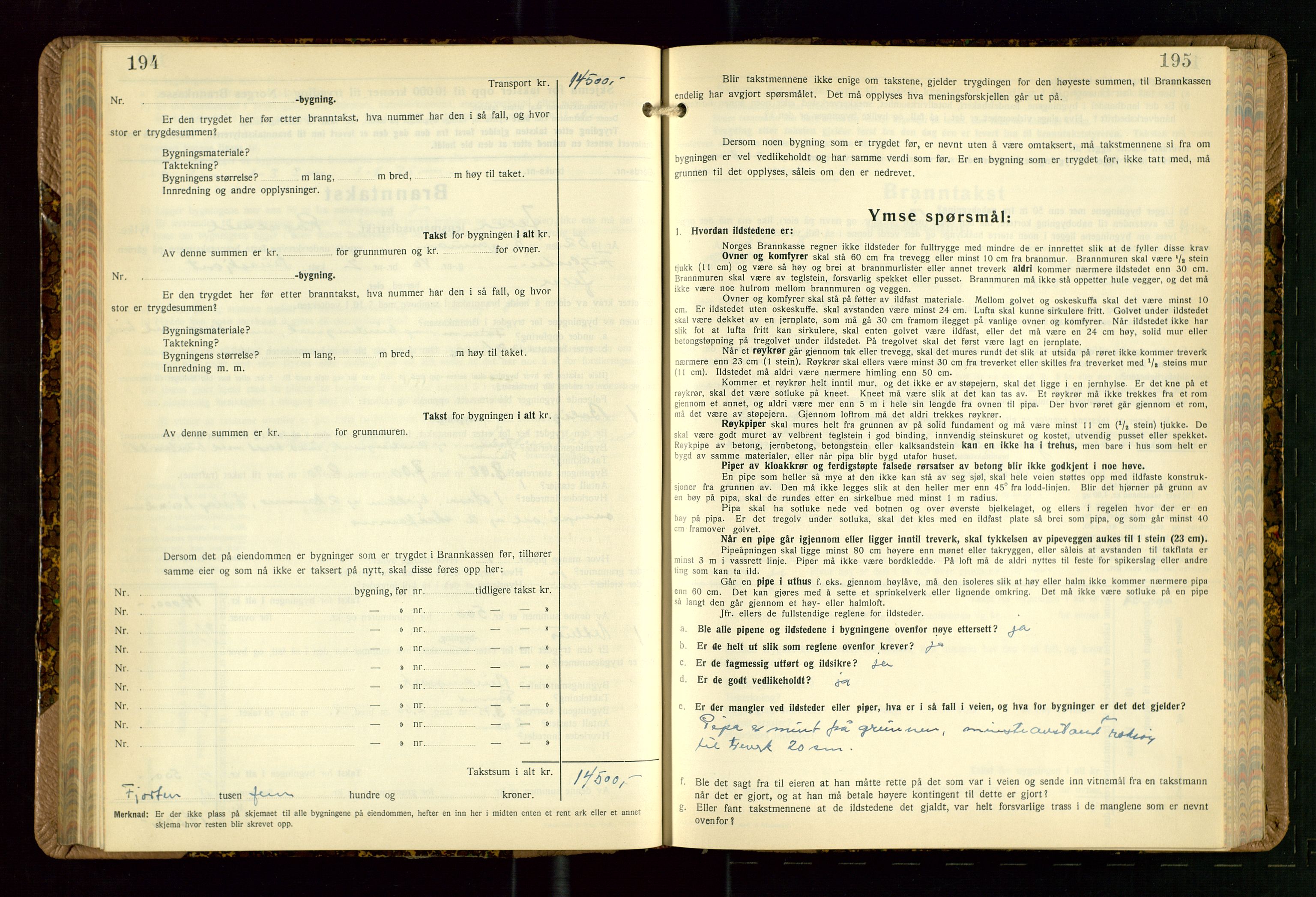 Jelsa lensmannskontor, AV/SAST-A-100360/Gob/L0003: "Branntakstprotokoll", 1942-1955, p. 194-195