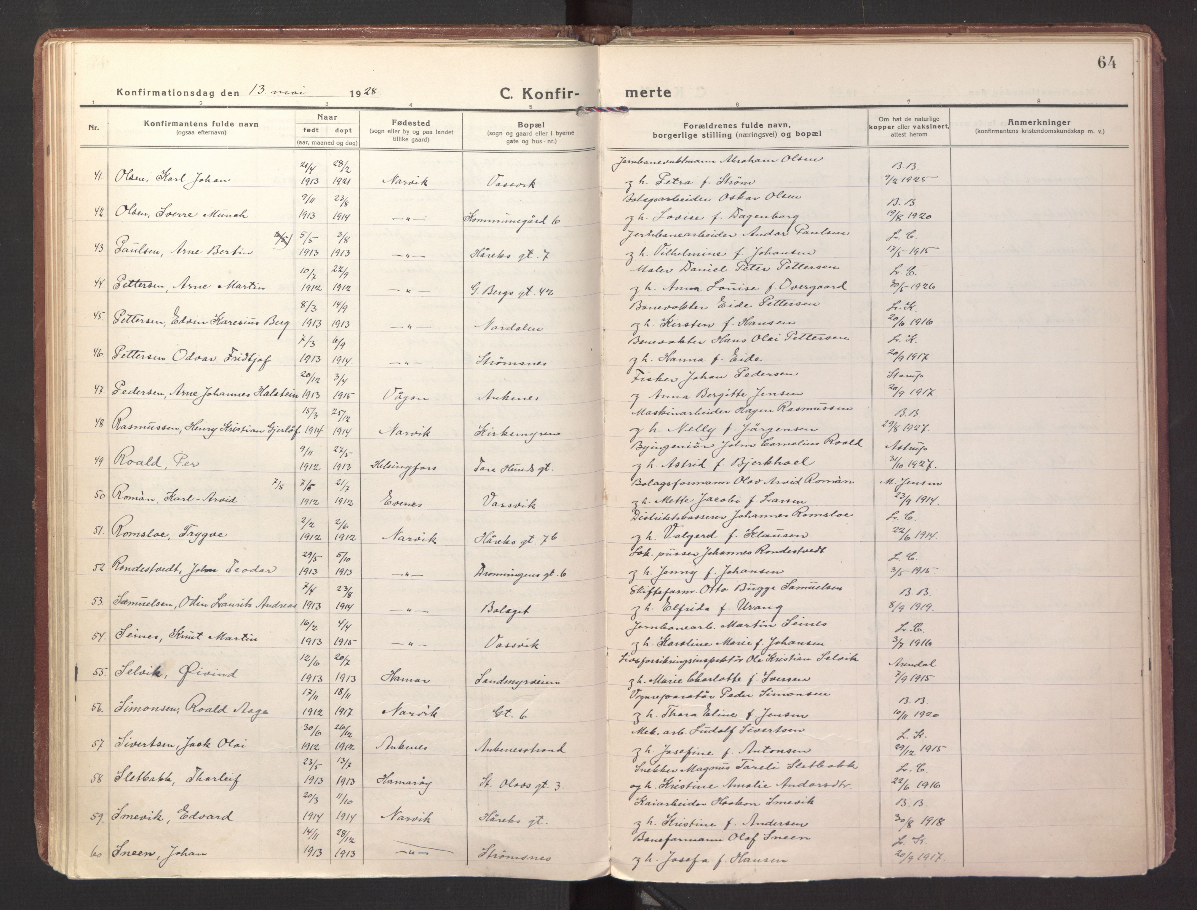 Ministerialprotokoller, klokkerbøker og fødselsregistre - Nordland, AV/SAT-A-1459/871/L1004: Parish register (official) no. 871A20, 1921-1932, p. 64