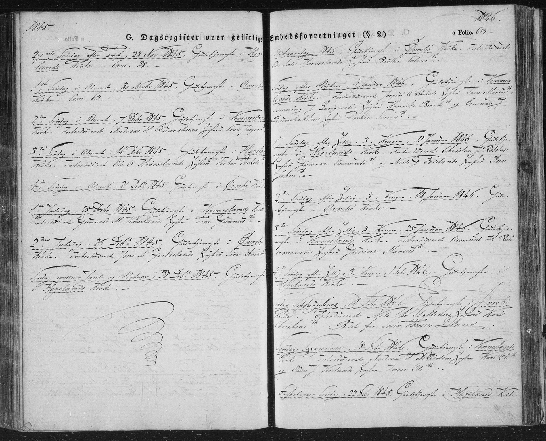 Vennesla sokneprestkontor, SAK/1111-0045/Fa/Fac/L0004: Parish register (official) no. A 4, 1834-1855, p. 613