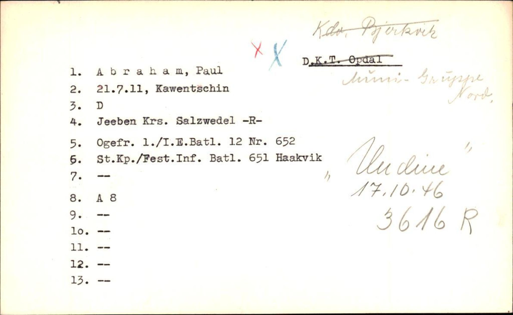 Hjemsendte tyskere , RA/RAFA-6487/D/Db/L0006: Adam-Zimmerman + Ableiter-Barta, 1945-1947, p. 303