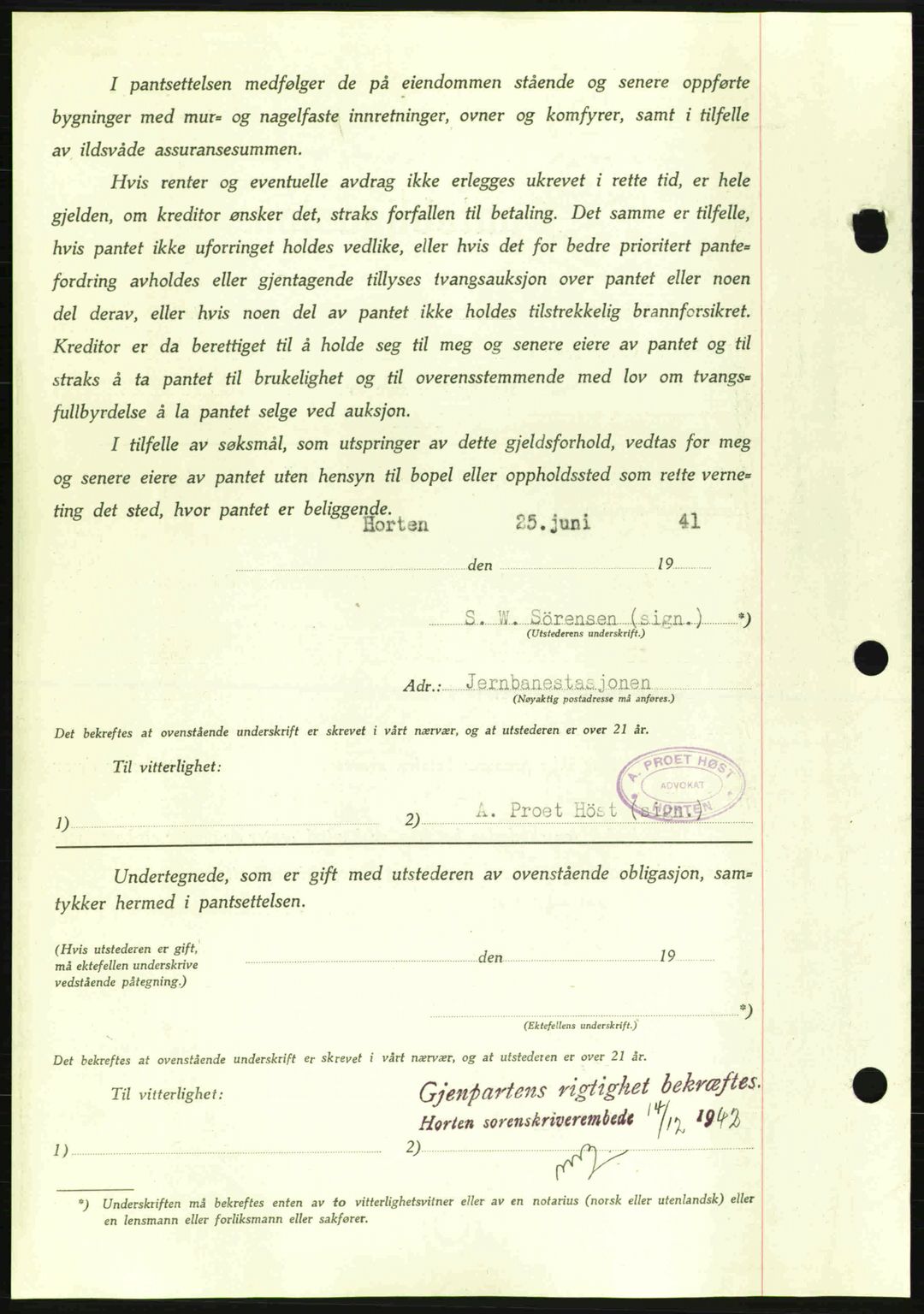 Horten sorenskriveri, SAKO/A-133/G/Ga/Gab/L0003: Mortgage book no. B-5 - B-6, 1941-1943, Diary no: : 1289/1942