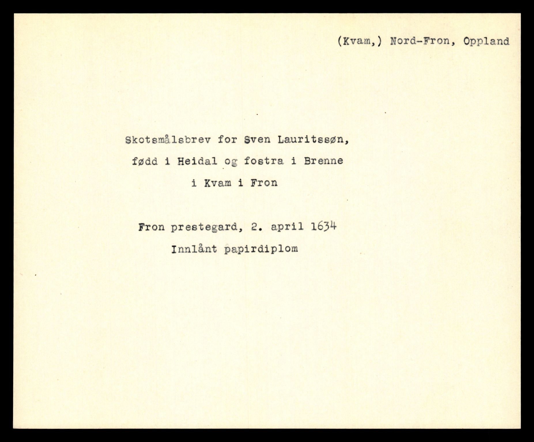 Riksarkivets diplomsamling, AV/RA-EA-5965/F35/F35e/L0010: Registreringssedler Oppland 2, 1400-1700, p. 19