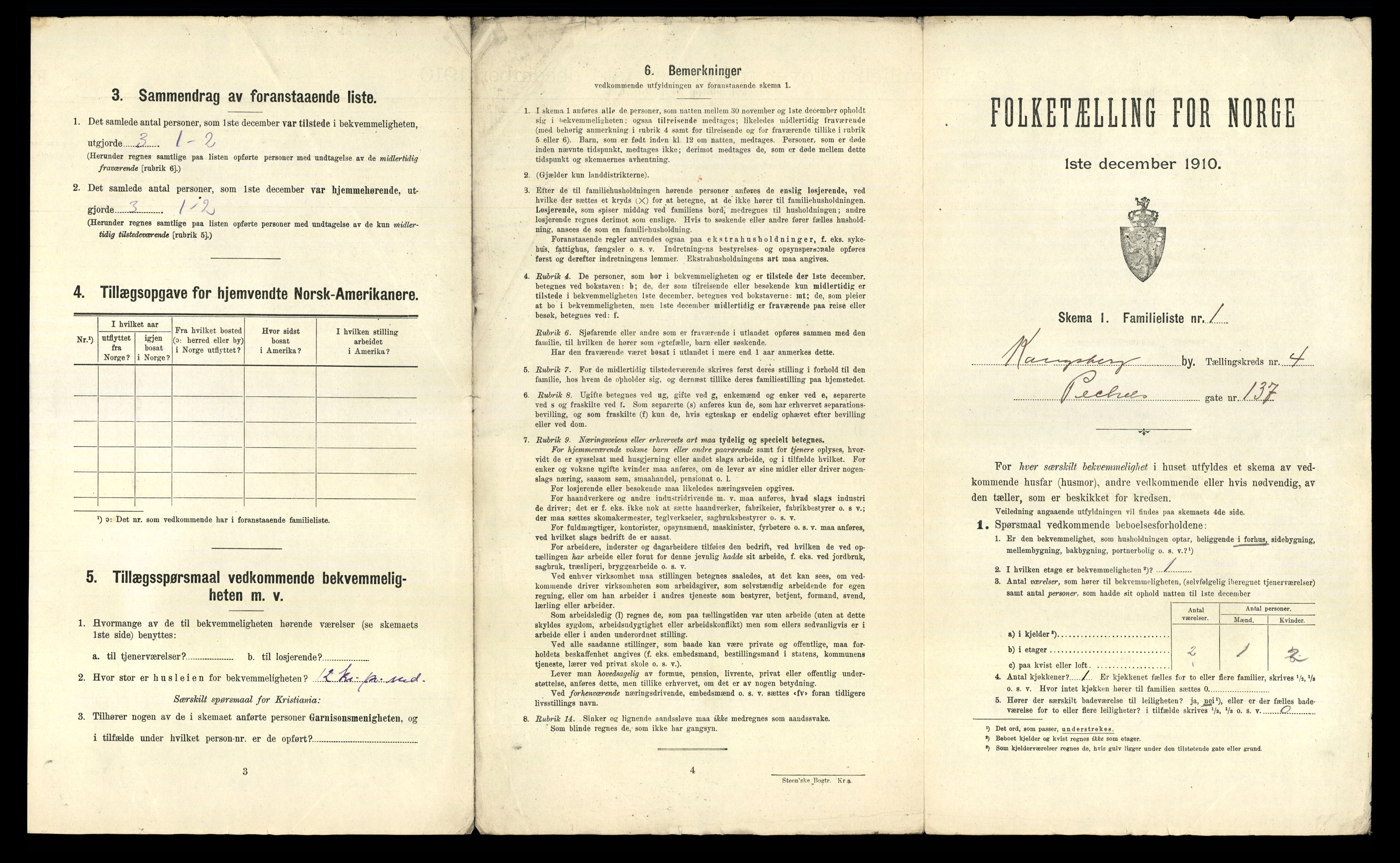 RA, 1910 census for Kongsberg, 1910, p. 2210