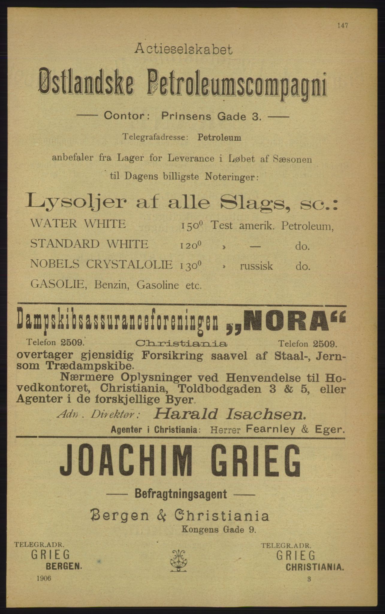 Kristiania/Oslo adressebok, PUBL/-, 1906, p. 147