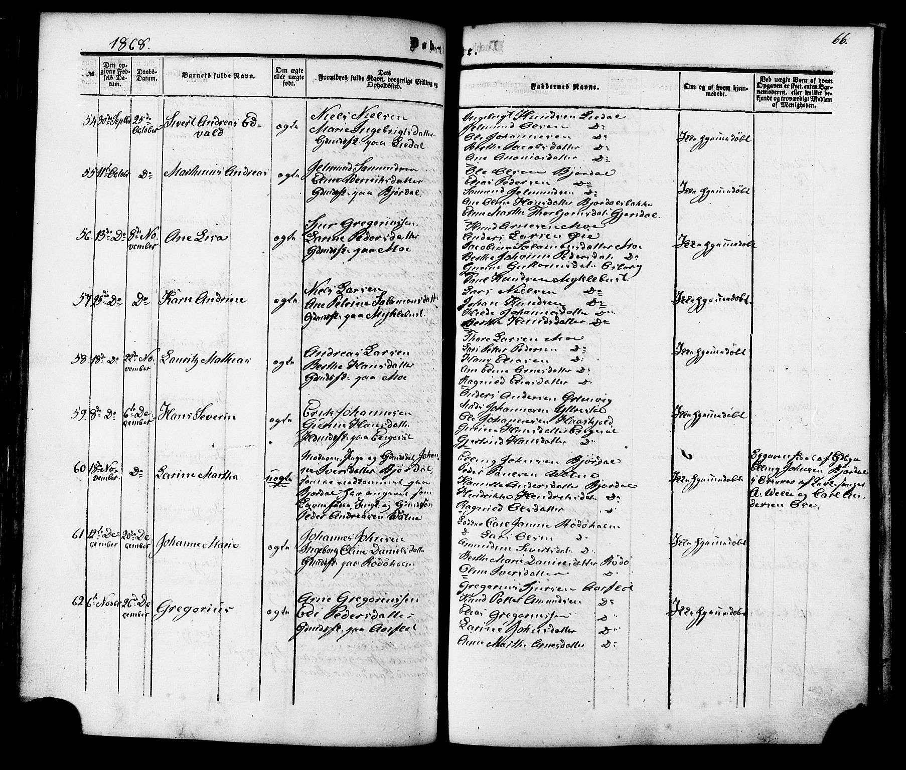 Ministerialprotokoller, klokkerbøker og fødselsregistre - Møre og Romsdal, AV/SAT-A-1454/513/L0175: Parish register (official) no. 513A02, 1856-1877, p. 66